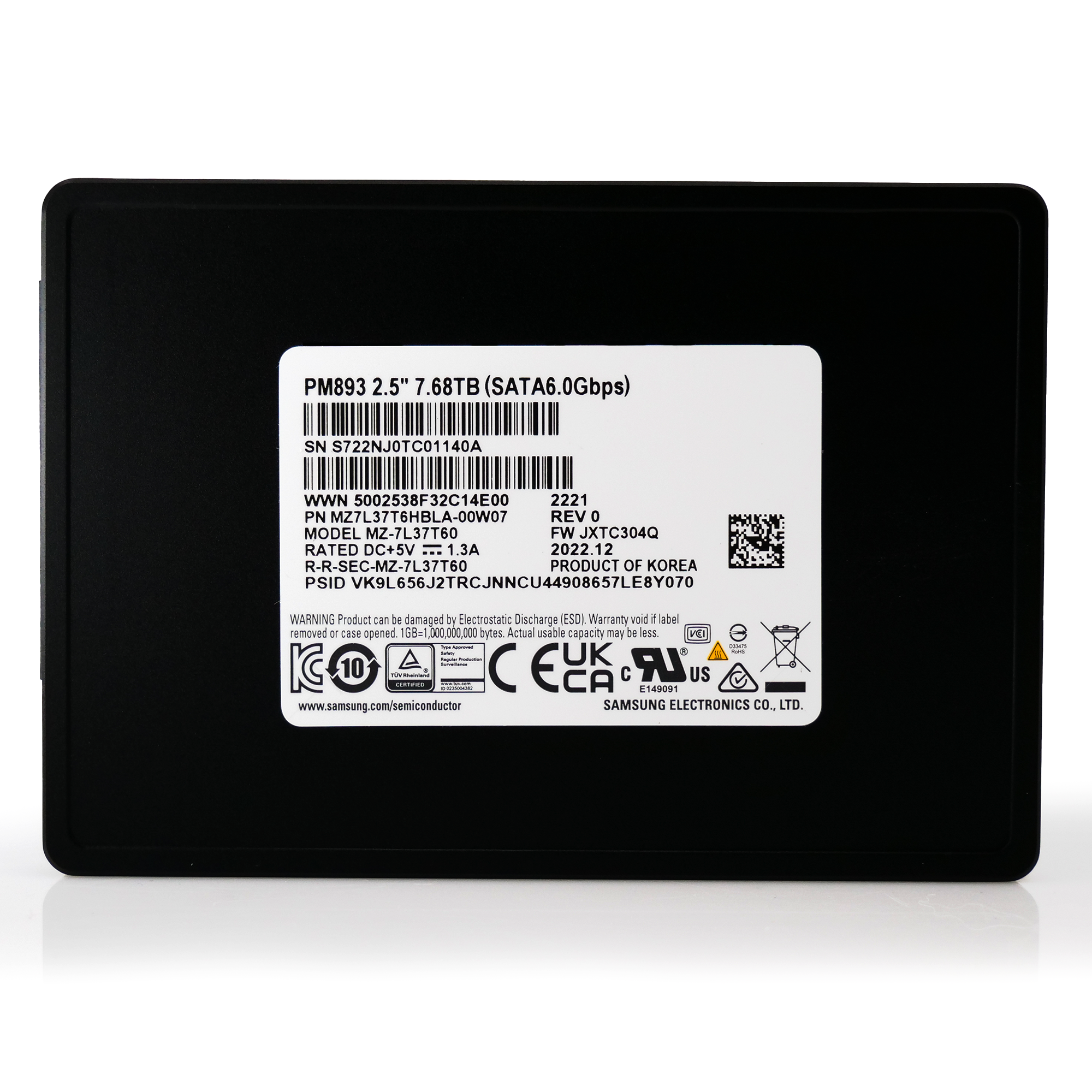 Samsung PM893 7.68TB SATA 6Gb/s 2.5in Enterprise Solid State Drive MZ-7L37T60 MZ7L37T6HBLA