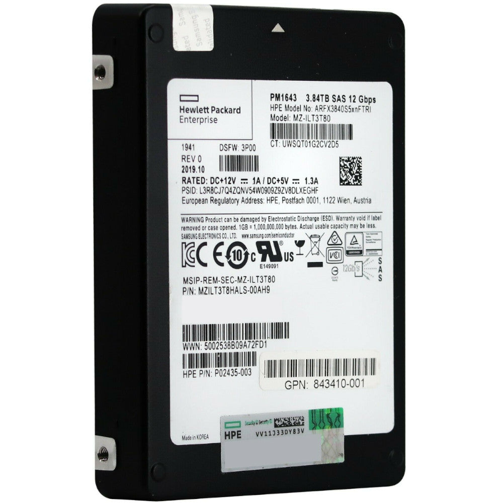 HP PM1643 MZILT3T8HALS-00AH9 P02435-003 3.84TB SAS 12Gb/s 2.5in Refurbished SSD