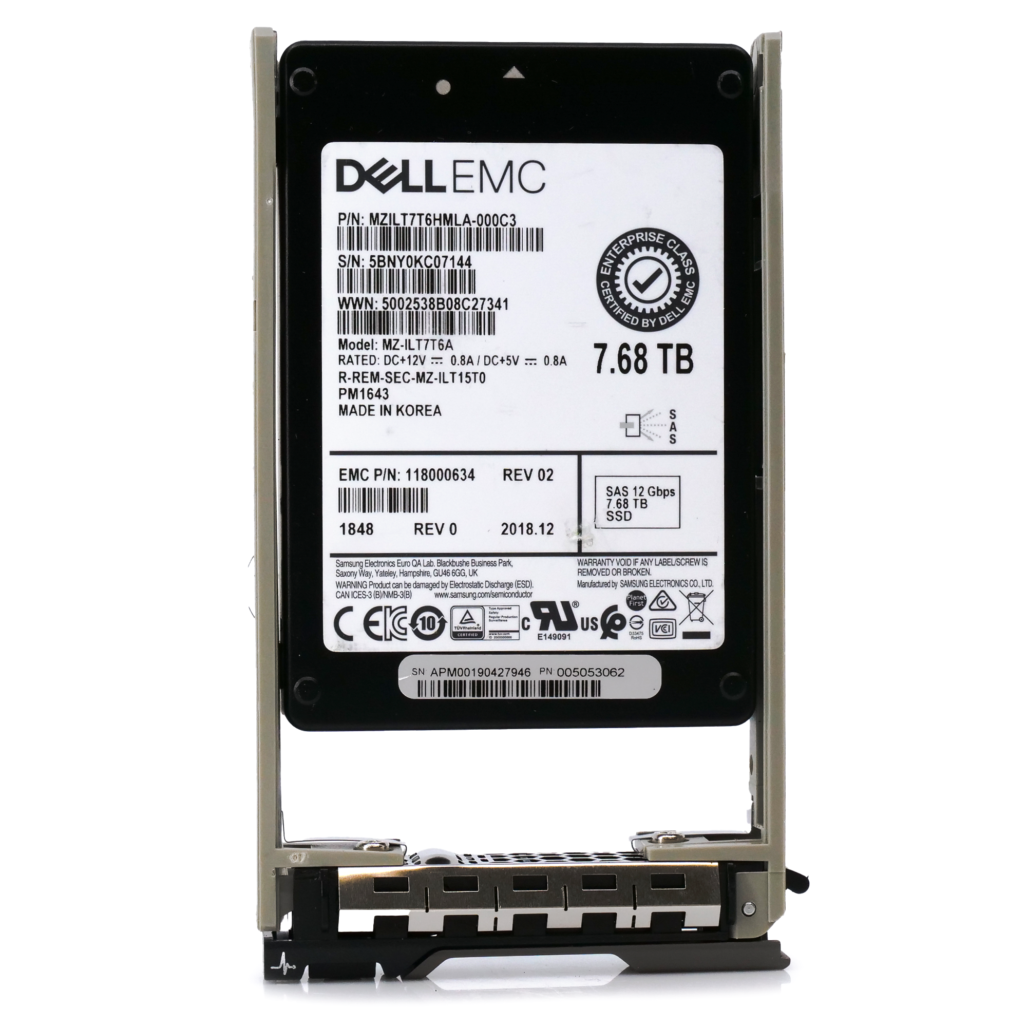 Dell EMC 118000634 G13 7.68TB SAS 12Gb/s 512e 1DWPD 2.5in Refurbished SSD