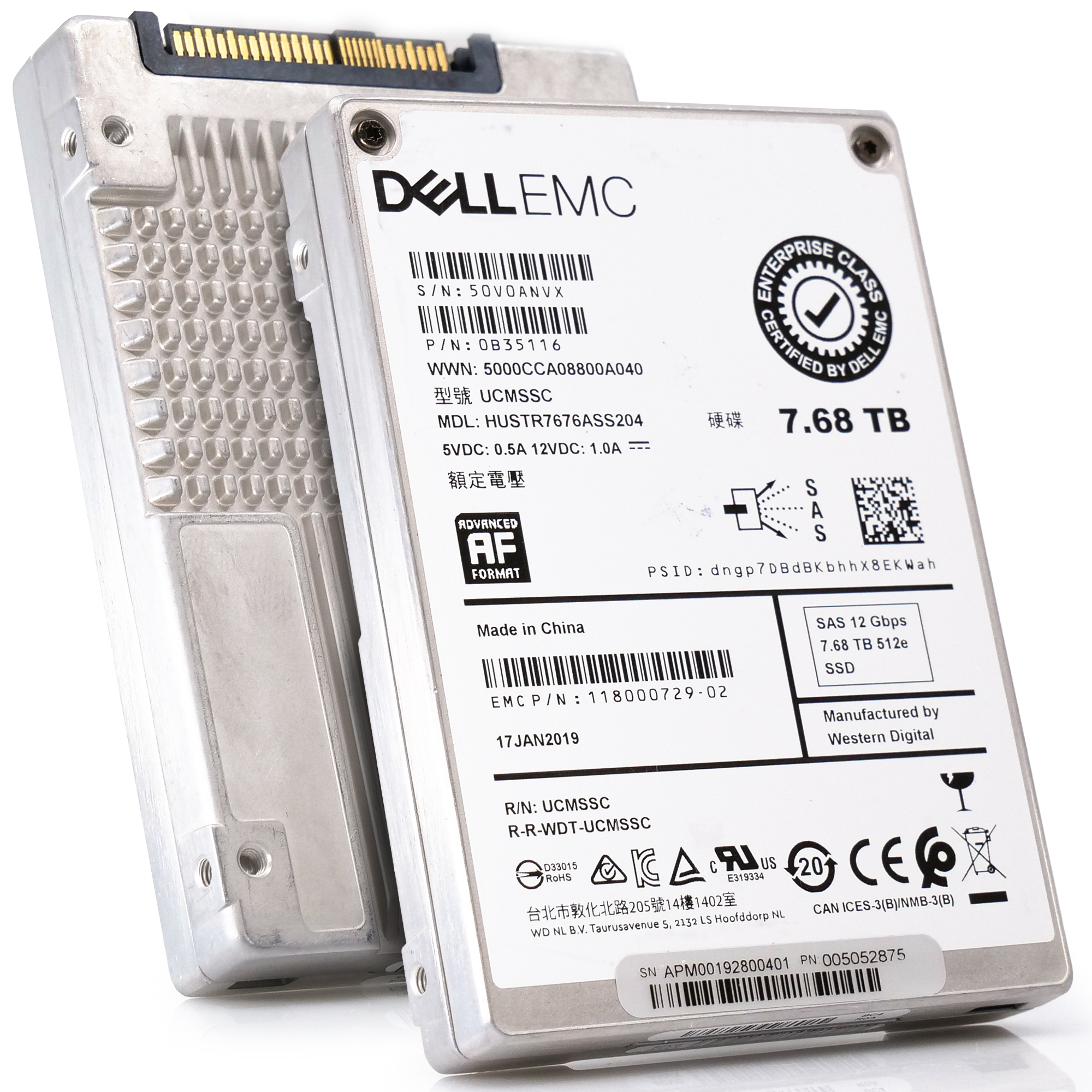 Western Digital / Dell Ultrastar SS300 HUSTR7676ASS204 0B35116 7.68TB SAS 12Gb/s 512e 1DWPD Read Intensive 2.5in Solid State Drive