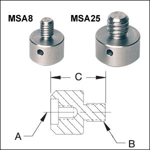 TH-MSA25 - Mini-Series Adapter with External 1/4"-20 Threads and Internal 4-40 Threads