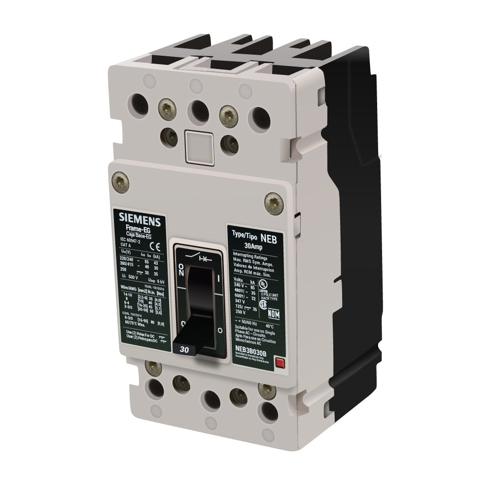 Siemens NEB3B030B Molded Case Circuit Breaker 30A 3-Pole 600VAC Bolt-On
