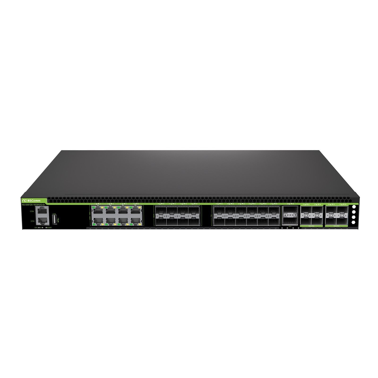 NSComm S5612X-16G8N2Q-EI 12 x 10GE SFP+ + 8 x GE RJ45 + 8 x GE SFP + 8 x 25GE SFP28 L2/L3 Managed Switch
