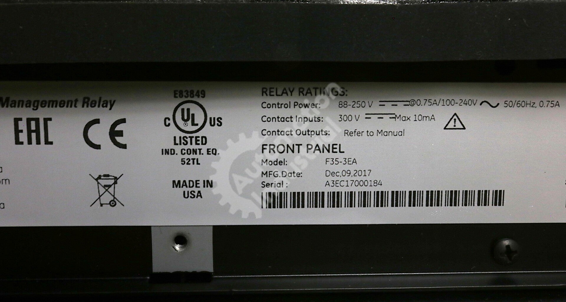 F35-3EA By GE Multilin Multiple Feeder Management Relay NSFP (No Modules)
