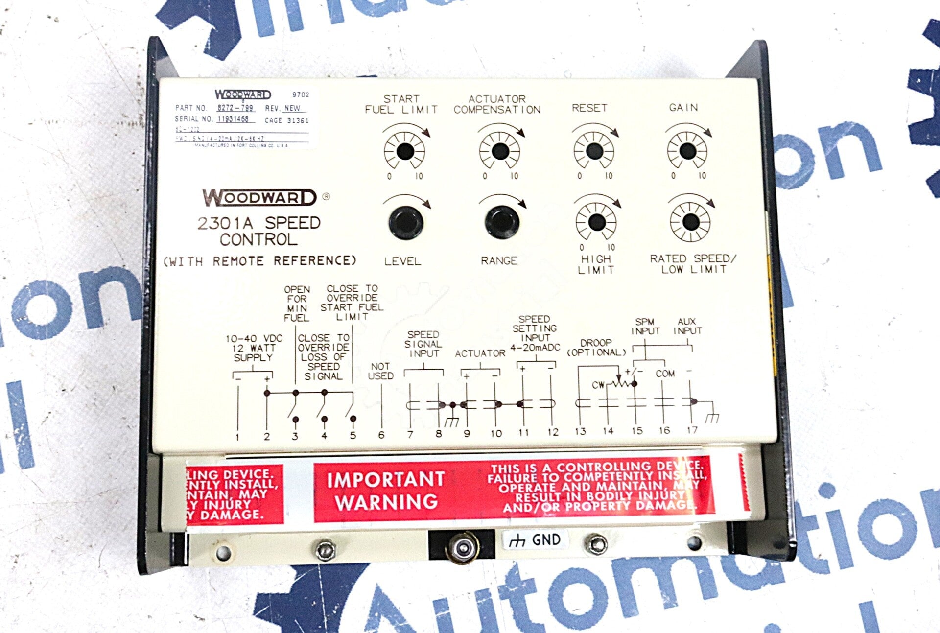 8272-799 By Woodward 1-5VDC 4-20MA Speed Control Module NSFP
