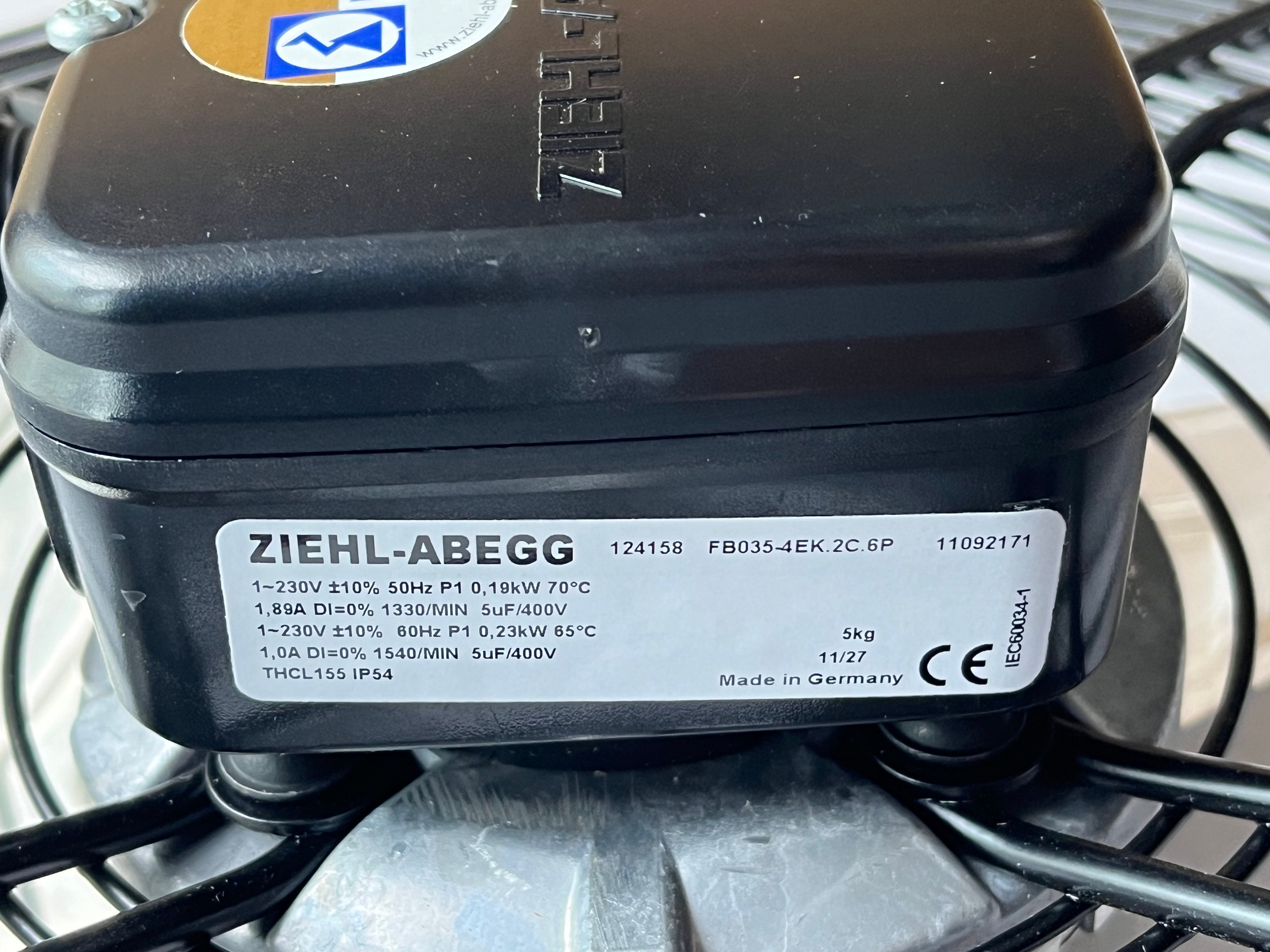 FB035-4EK.2C.6P  ZIEHL-ABEGG Axial Fan 0.19/0.23kW 230V 1.89/1.0A 1330/1540rpm