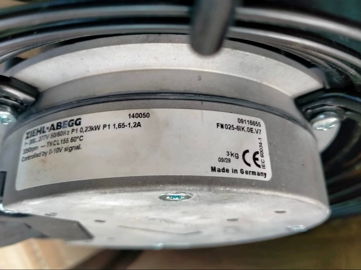 FN025-6IK.OE.V7 MK074-6IK.09.L  ZIEHL-ABEGG Axial Fan 0.23kW 200/277V 1.65/1.2A 3000rpm