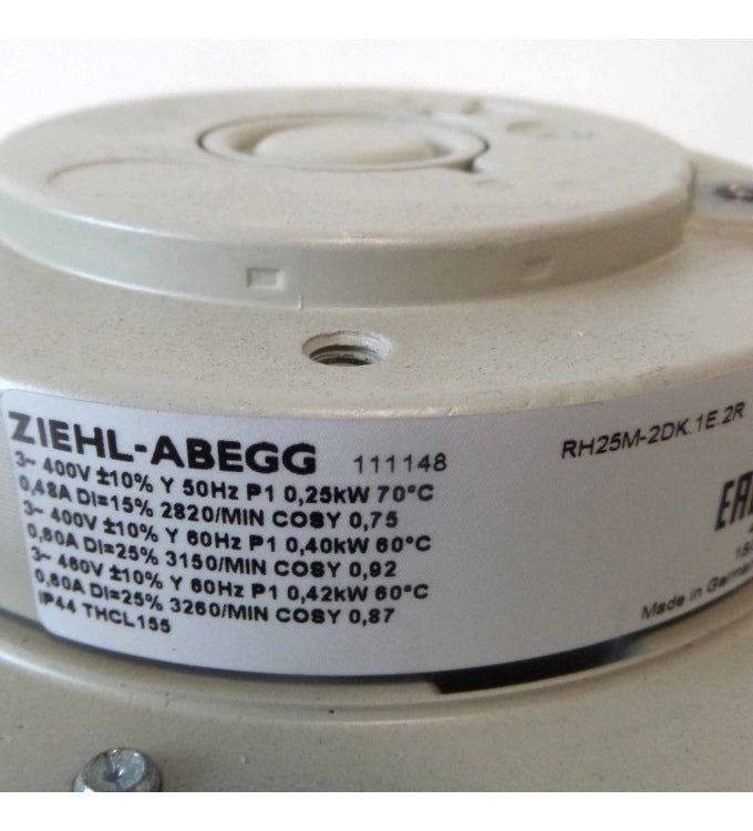 RH25M-2DK.1E.2R ZIEHL-ABEGG centrifugal fan 3-460V 0.86 W 1.3 A 3280 rpm