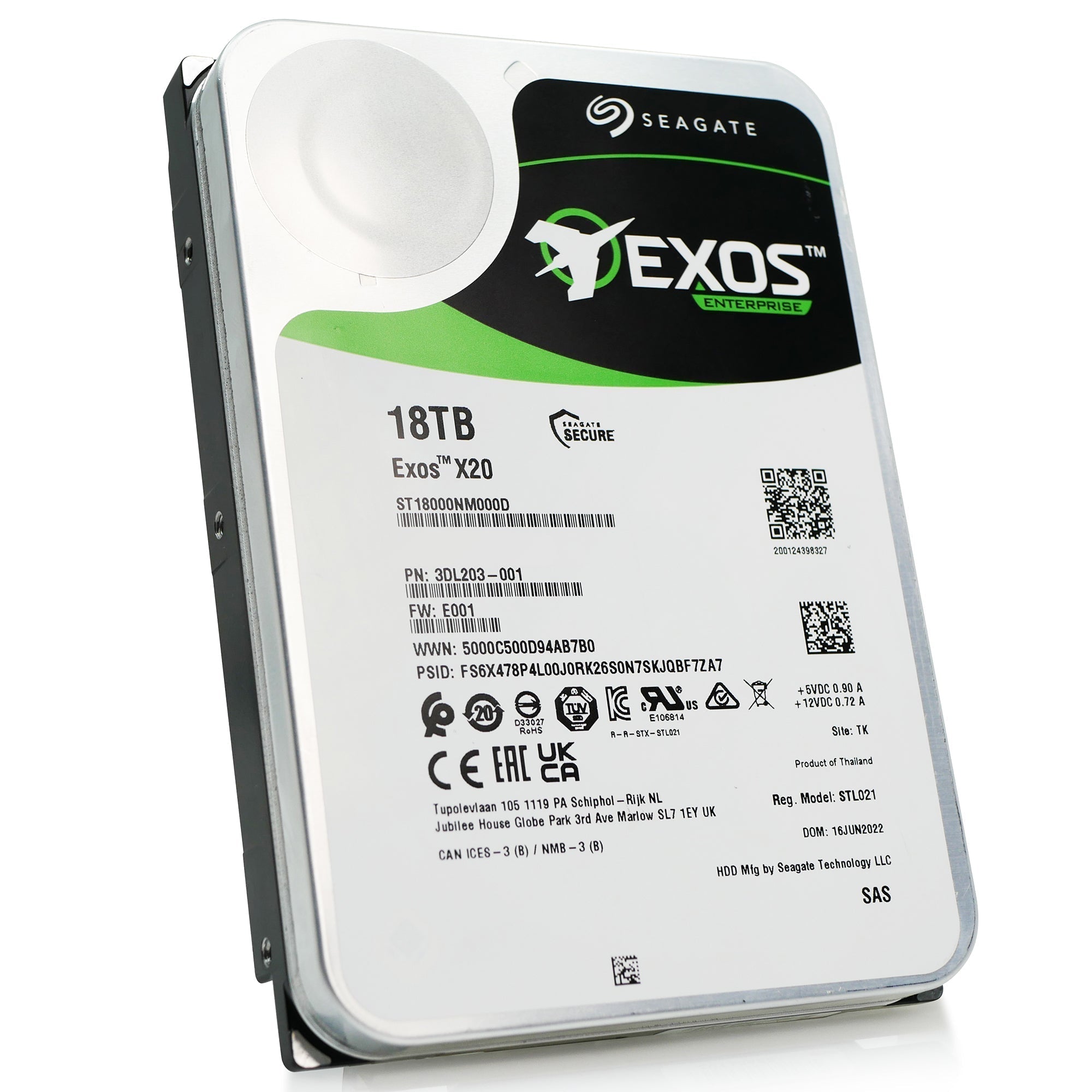 Seagate Exos X20 ST18000NM000D 18TB 7.2K RPM SAS 12Gb/s 3.5in Refurbished HDD