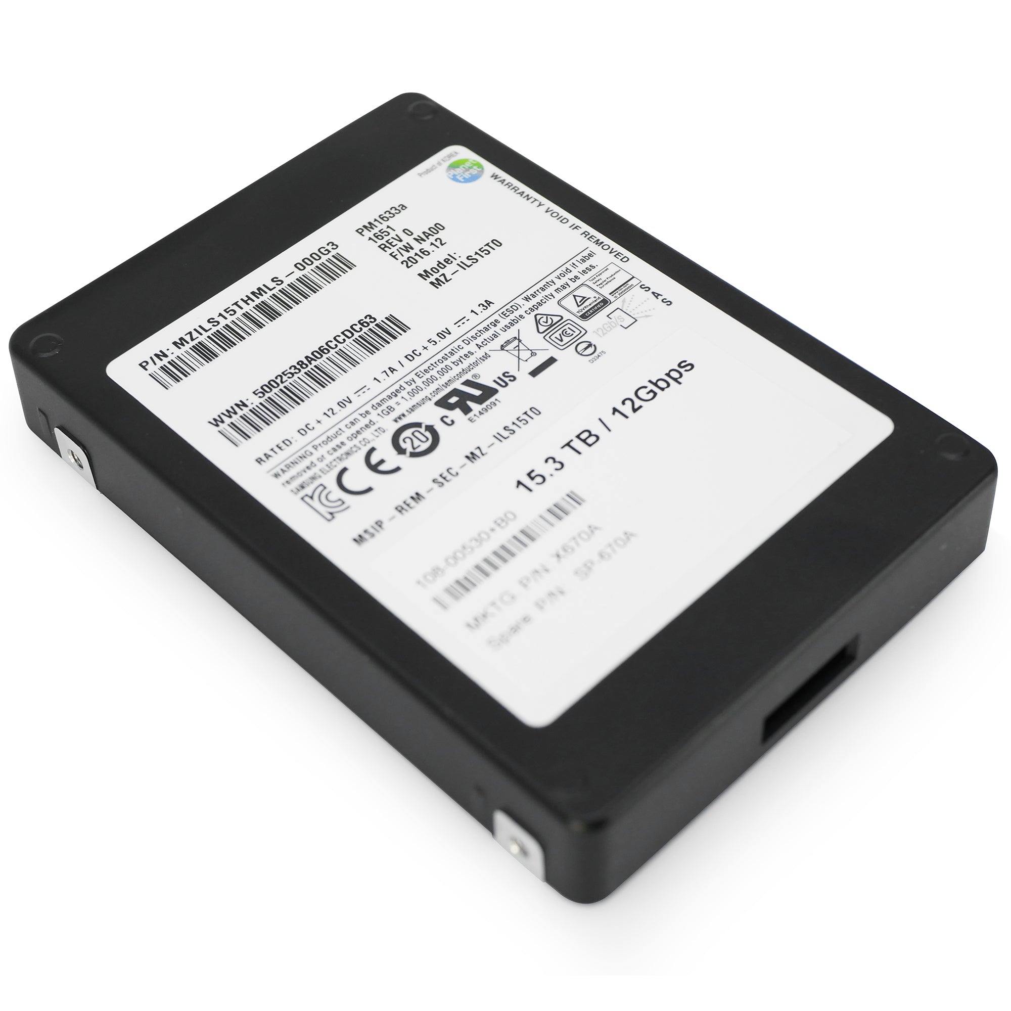 Samsung PM1633a MZILS15THMLS MZ-ILS15T0 15.36TB SAS 12Gb/s 2.5" SSD