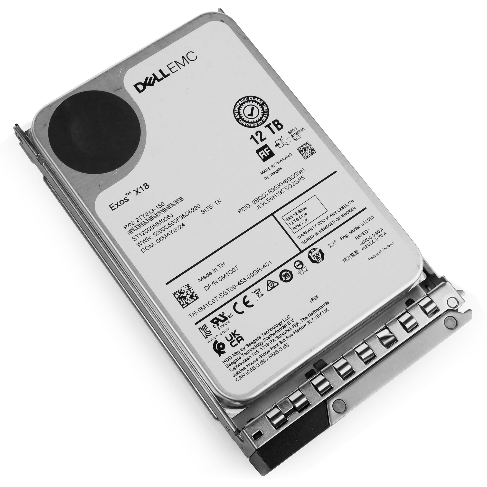 Dell G14 161-BCJX 12TB 7.2K RPM SAS 12Gb/s 512e 3.5in Refurbished HDD