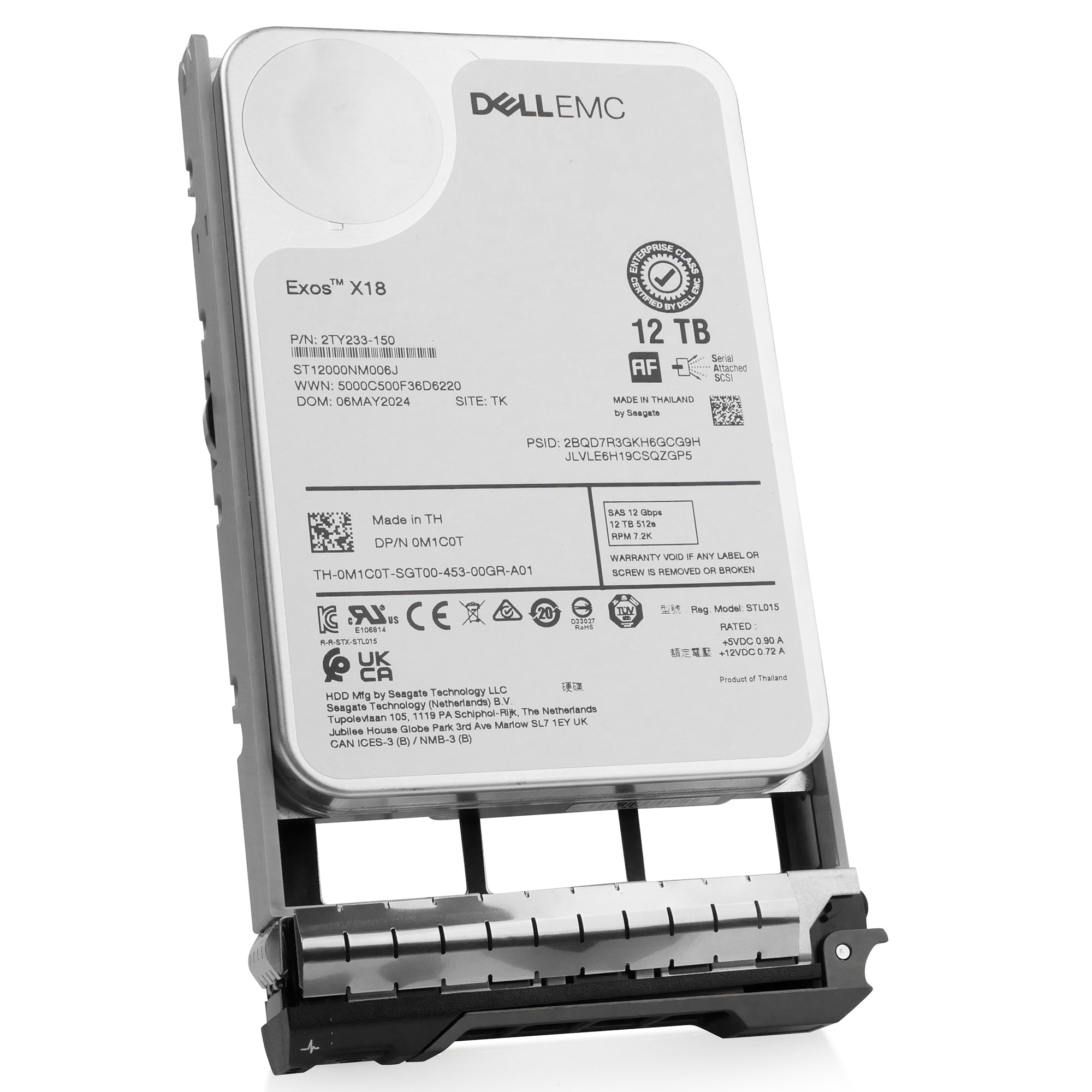 Dell G13 0T7XPD 12TB 7.2K RPM SAS 12Gb/s 512e 3.5in Refurbished HDD