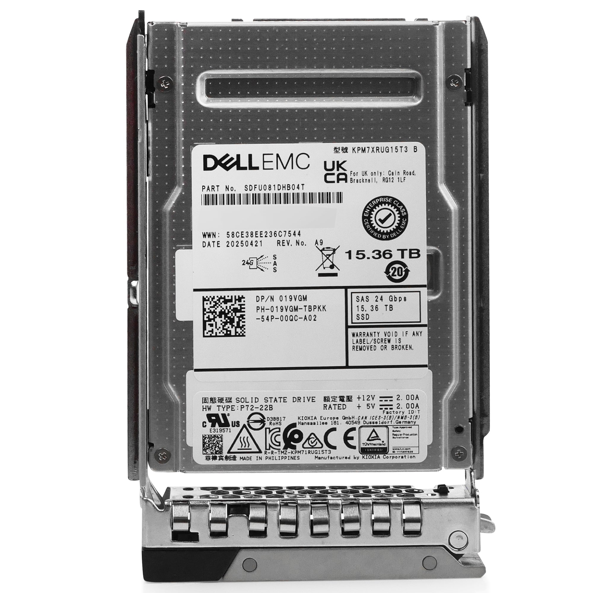 Dell G14 019VGM 15.36TB 1 DWPD SAS-4 24Gb/s 3D TLC 2.5in Refurbished SSD