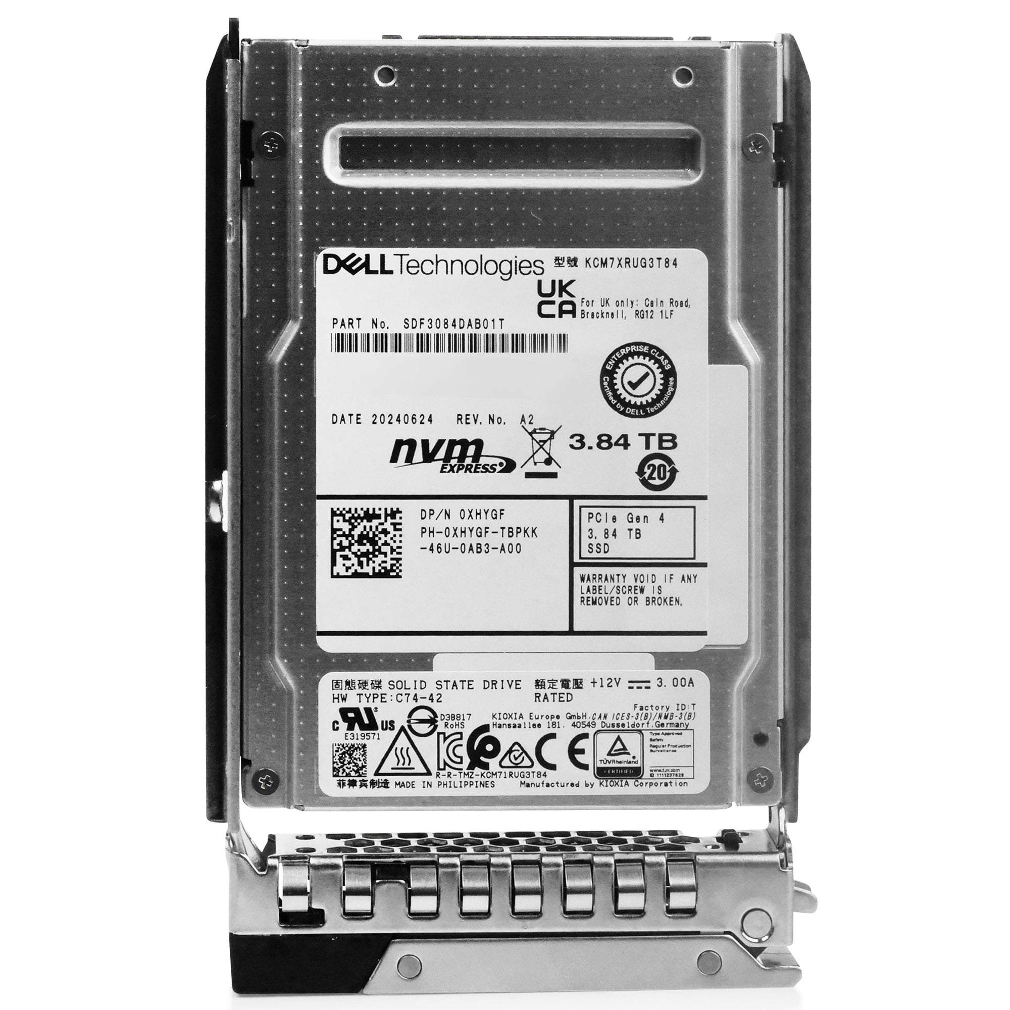 Dell G14 400-BMTO 3.84TB 1 DWPD PCIe Gen 4.0 x4 8GB/s Read-Intensive 3D TLC U.2 NVMe 2.5in Solid State Drive