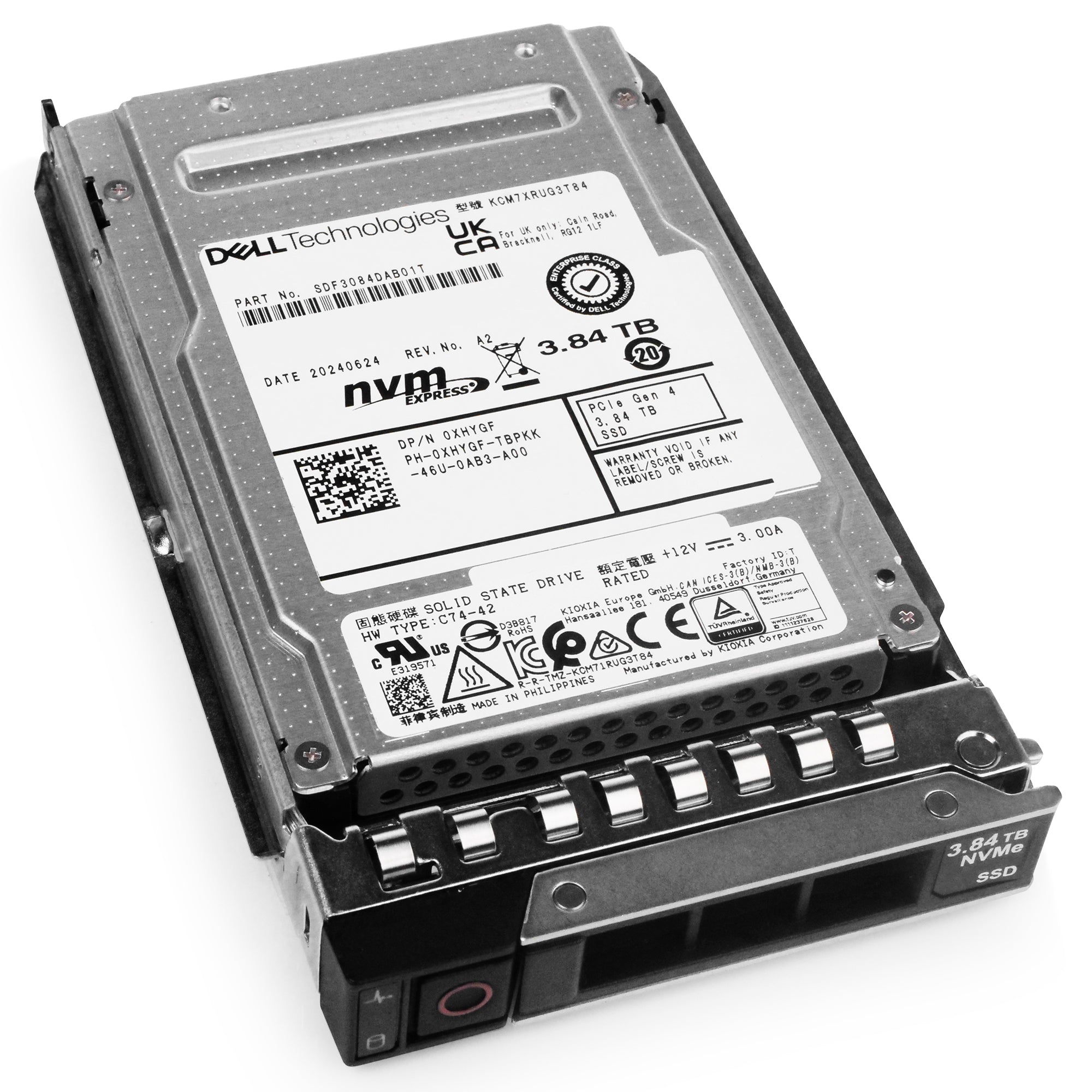 Dell G14 400-BMTO 3.84TB 1 DWPD PCIe Gen 4.0 x4 8GB/s Read-Intensive 3D TLC U.2 NVMe 2.5in Solid State Drive
