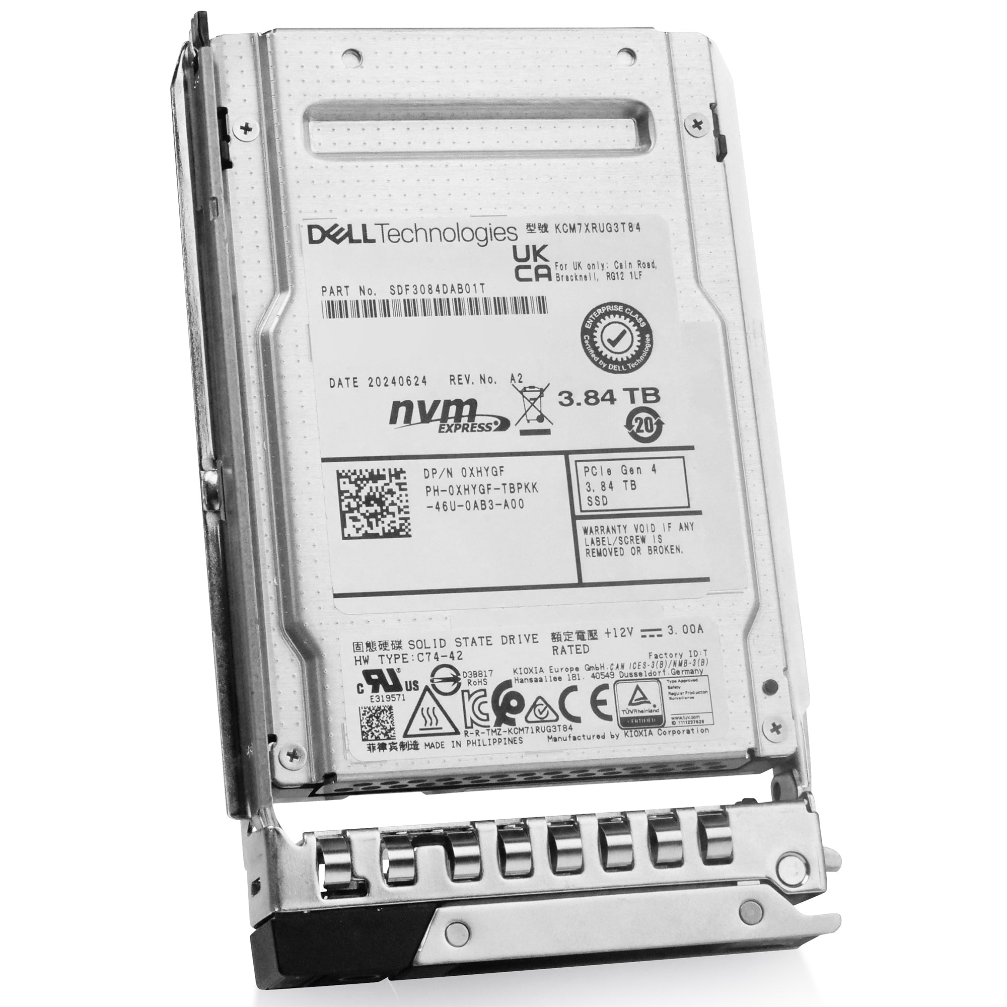 Dell G14 400-BMTP 3.84TB 1 DWPD PCIe Gen 4.0 x4 8GB/s Read-Intensive 3D TLC U.2 NVMe 2.5in Solid State Drive