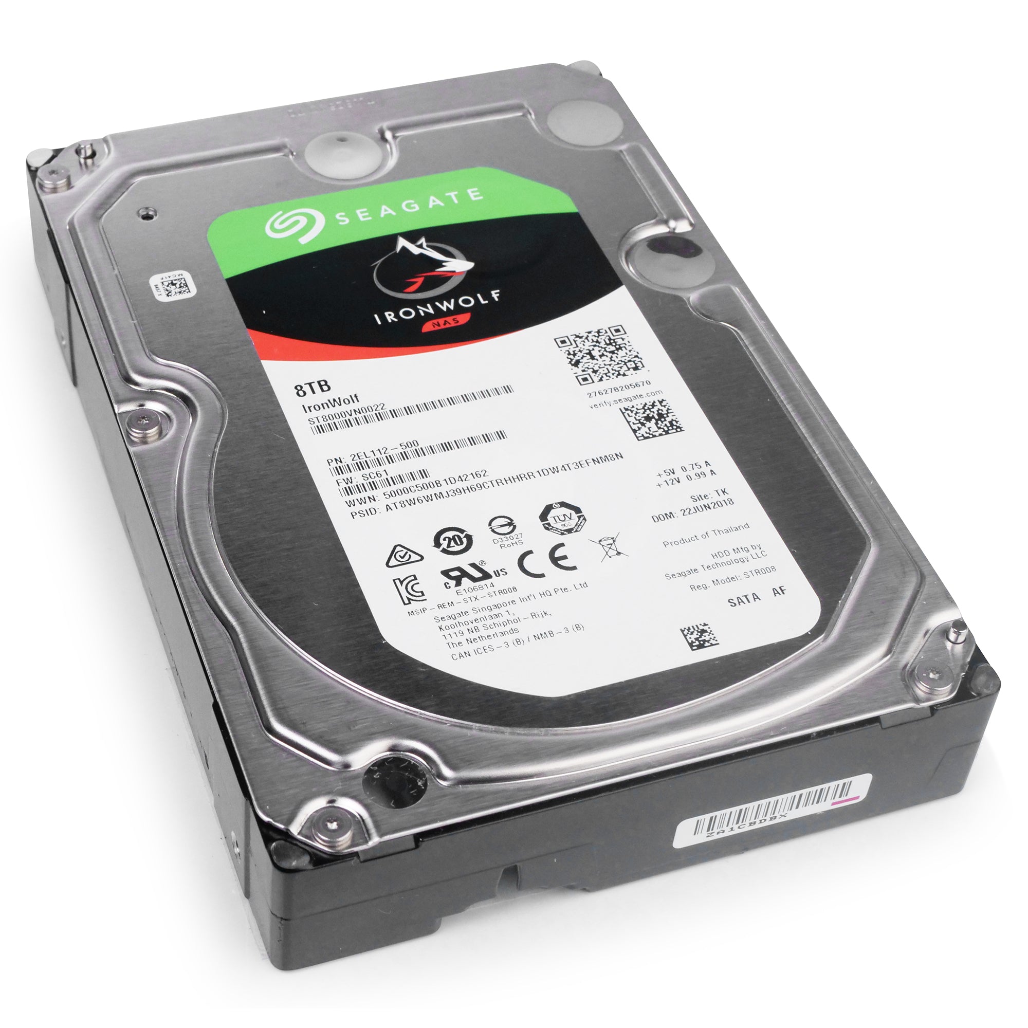 Seagate IronWolf ST8000VN0022 8TB 7.2K RPM SATA 6Gb/s 512e 3.5in Refurbished HDD