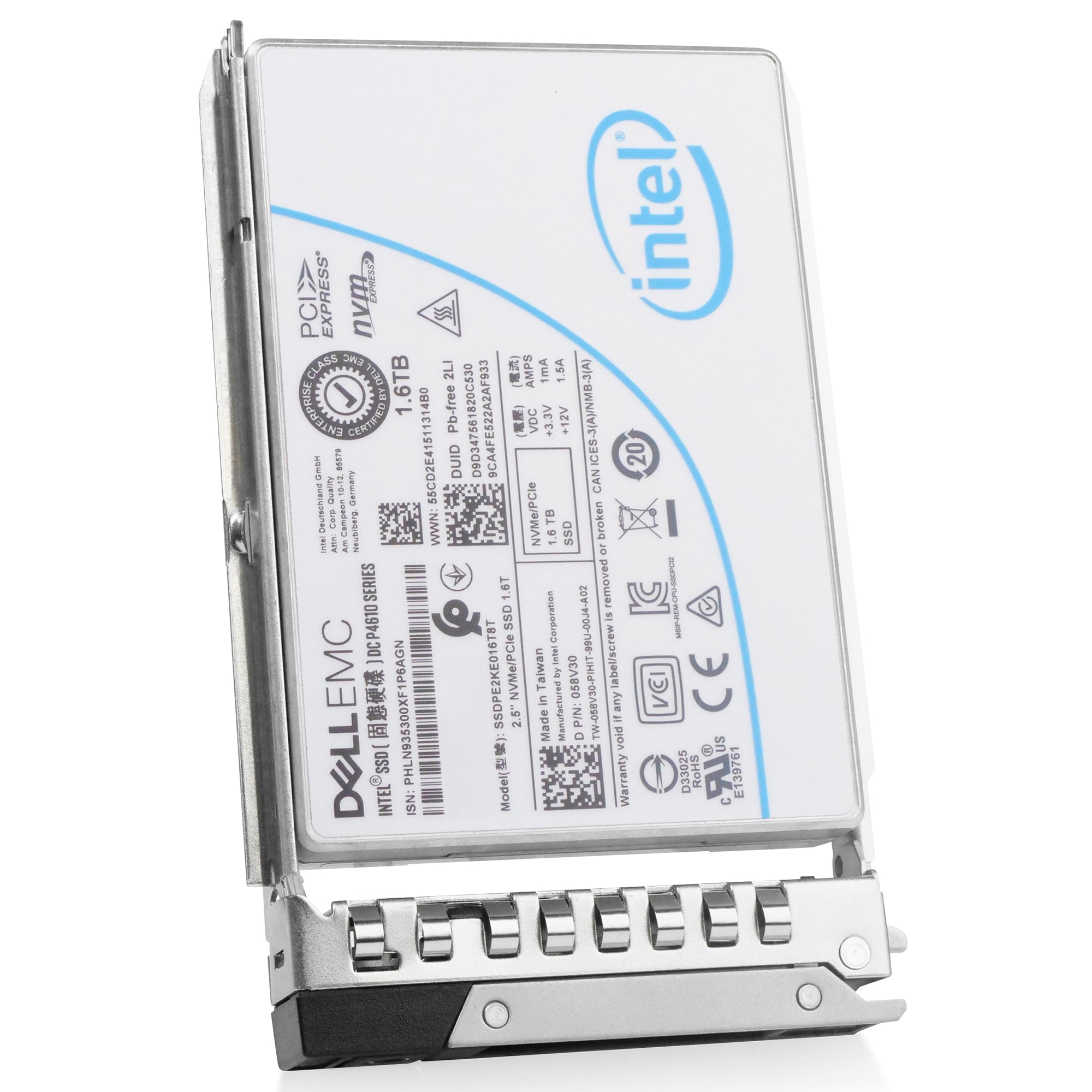 Dell G14 400-AWJN 1.6TB 3 DWPD PCIe Gen 3.1 x4 4GB/s Mixed-Use 3D TLC U.2 NVMe 2.5in Refurbished SSD
