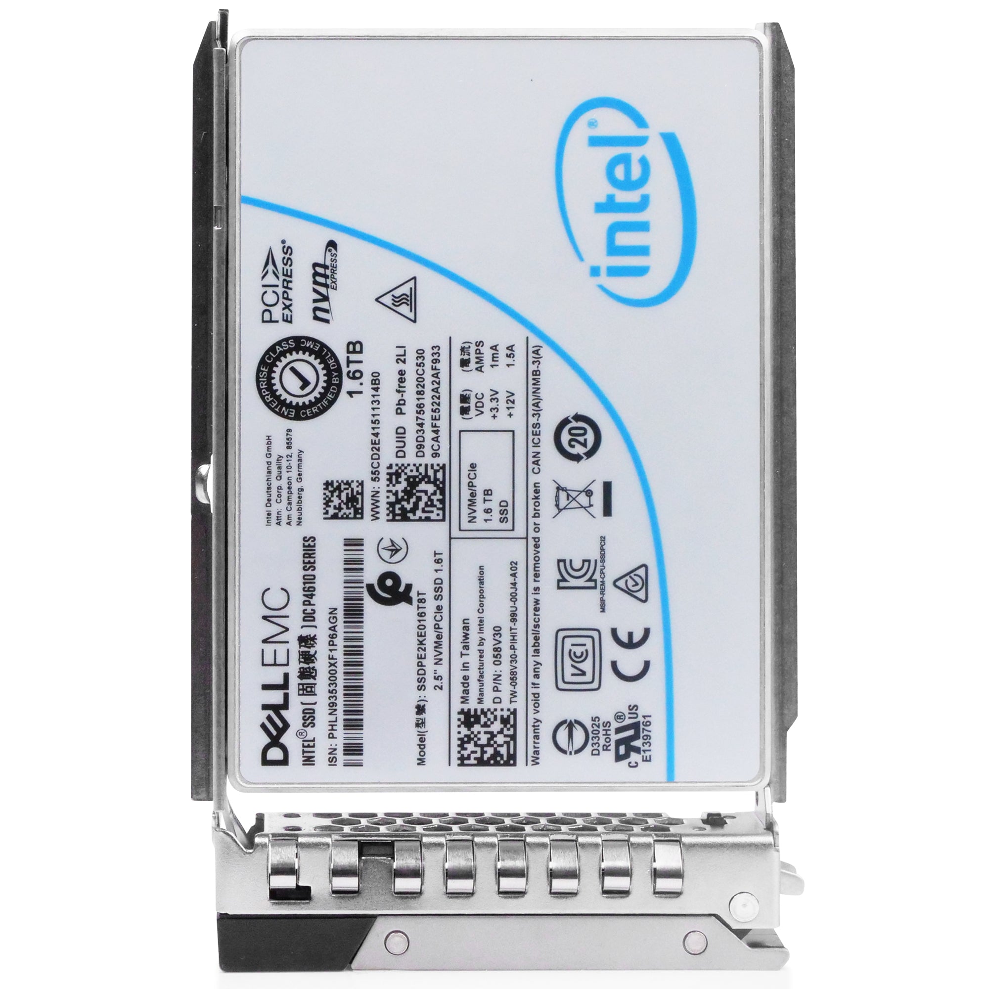 Dell G14 0F5P84 1.6TB 3 DWPD PCIe Gen 3.1 x4 4GB/s Mixed-Use 3D TLC U.2 NVMe 2.5in Refurbished SSD