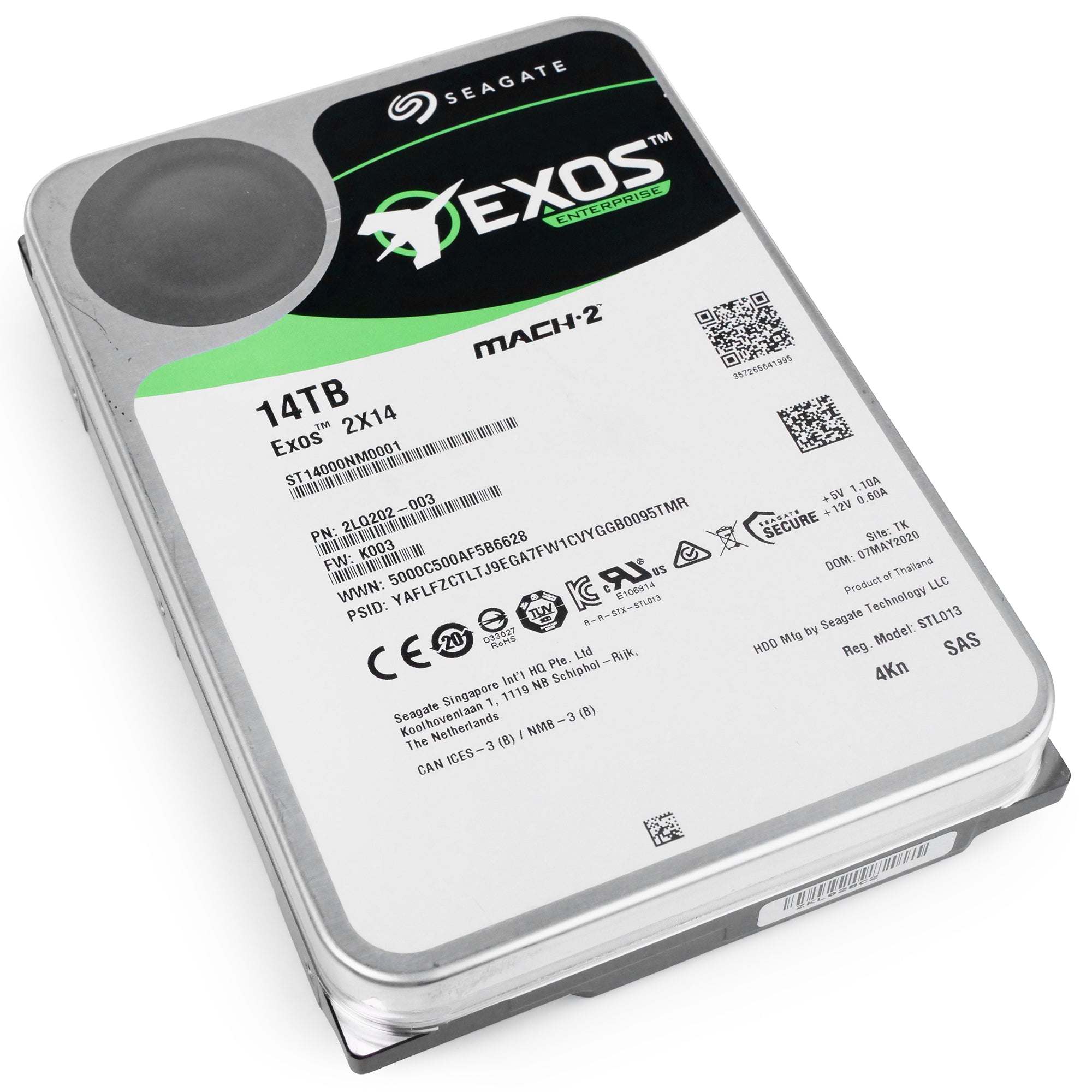 Seagate Exos 2X14 ST14000NM0001 14TB 7.2K RPM SAS 12Gb/s 4Kn MACH.2 3.5in Refurbished HDD