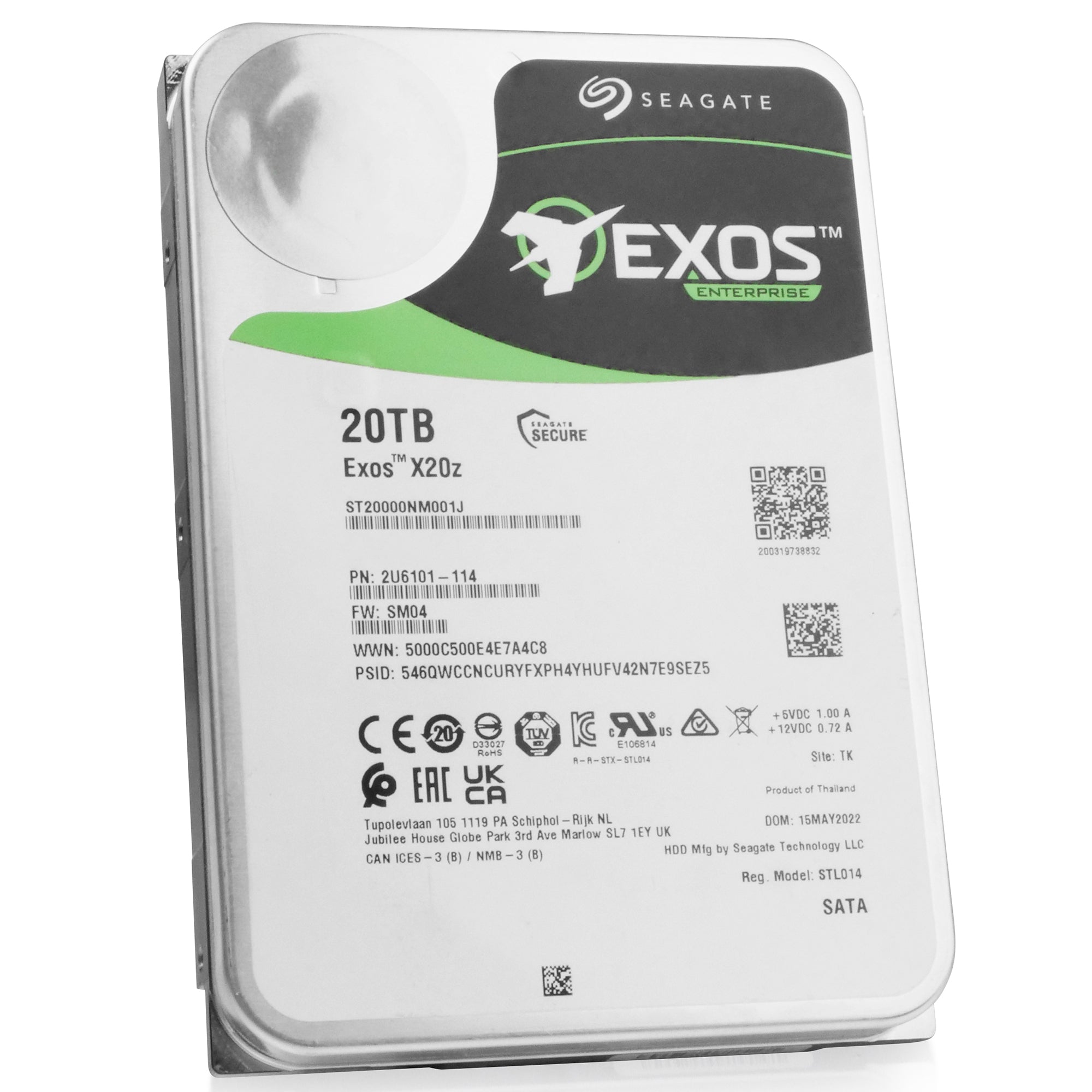 Seagate Exos X20z Host Managed SMR ST20000NM001J 20TB 7.2K RPM SATA 6Gb/s 3.5in Refurbished HDD