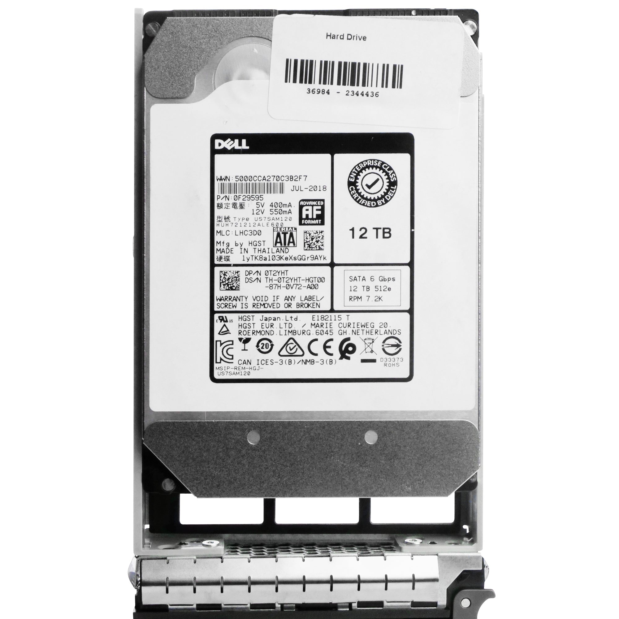 Dell G13 0VW69J 12TB 7.2K RPM SATA 6Gb/s 512e 3.5in Refurbished HDD