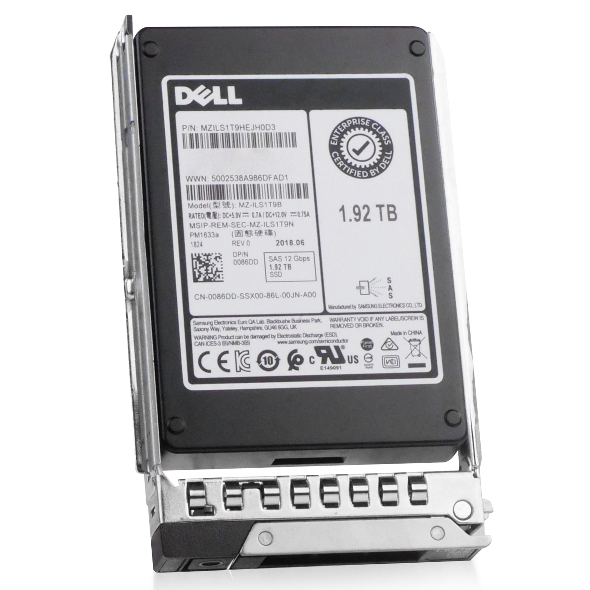 Dell G14 07DF6R 1.92TB 1 DWPD SAS 12Gb/s 3D TLC V-NAND 2.5in Refurbished SSD