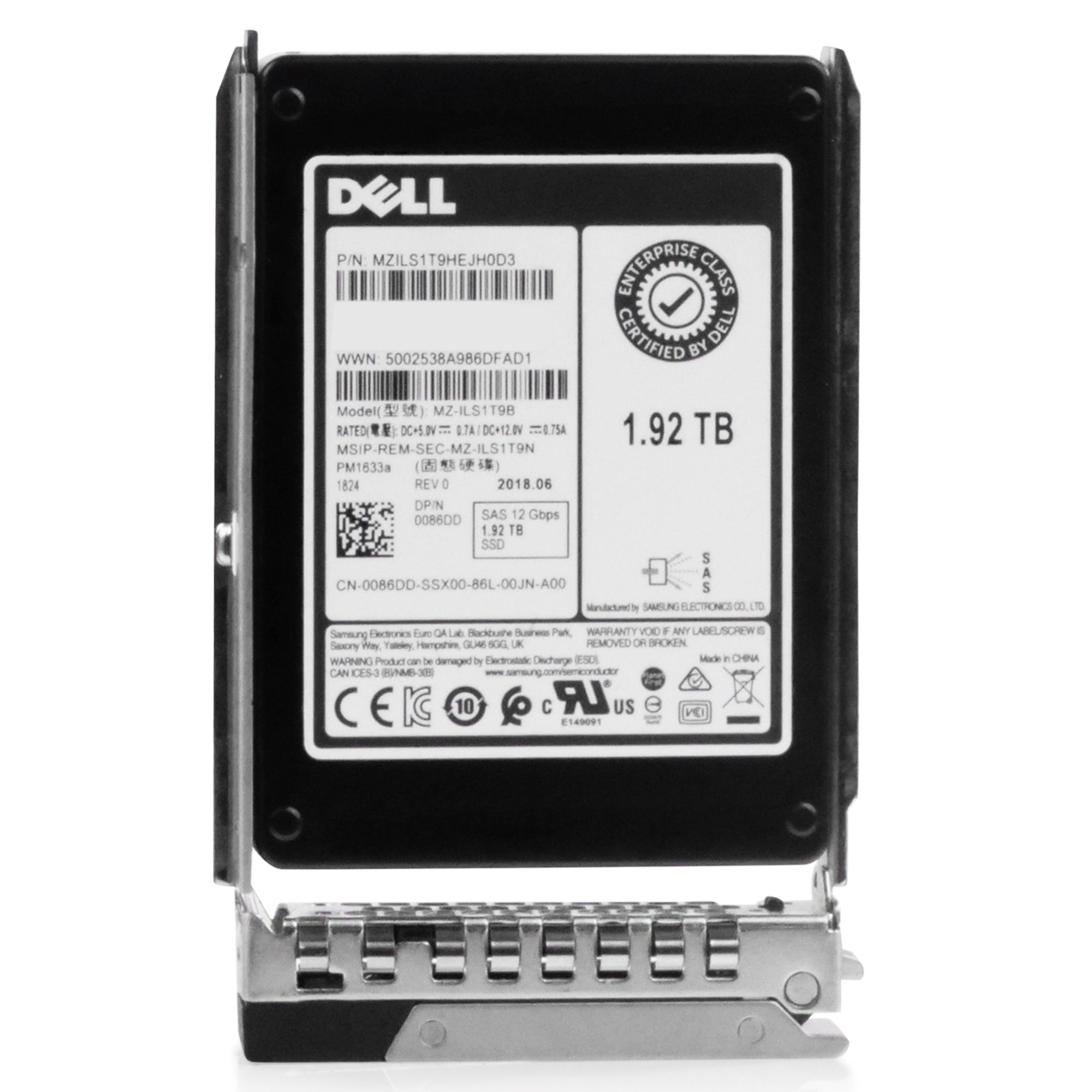 Dell G14 400-BBOS 1.92TB 1 DWPD SAS 12Gb/s 3D TLC V-NAND 2.5in Refurbished SSD