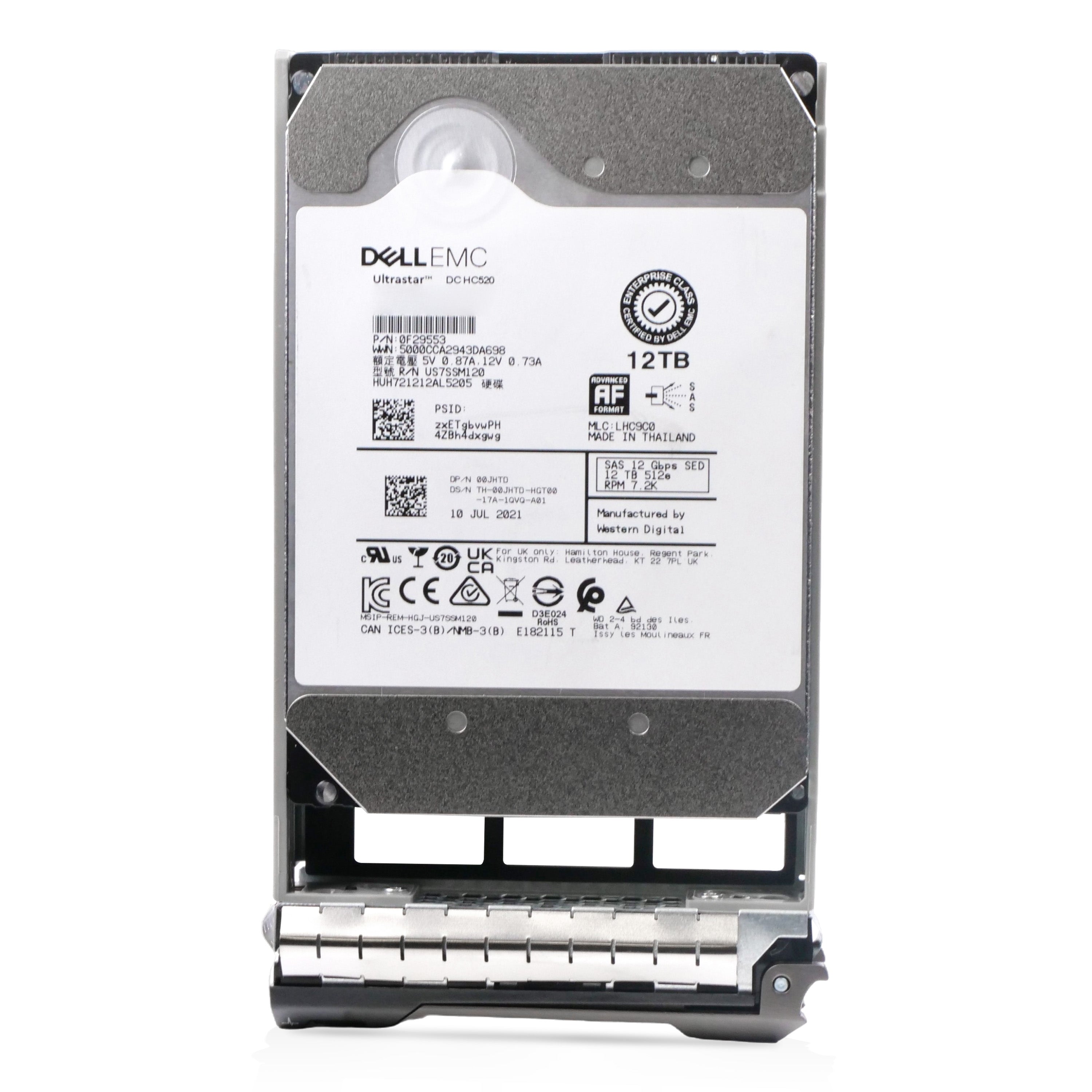 Dell G13 0RJ82R 12TB 7.2K RPM SAS 12Gb/s 512e 256MB 3.5in Refurbished HDD