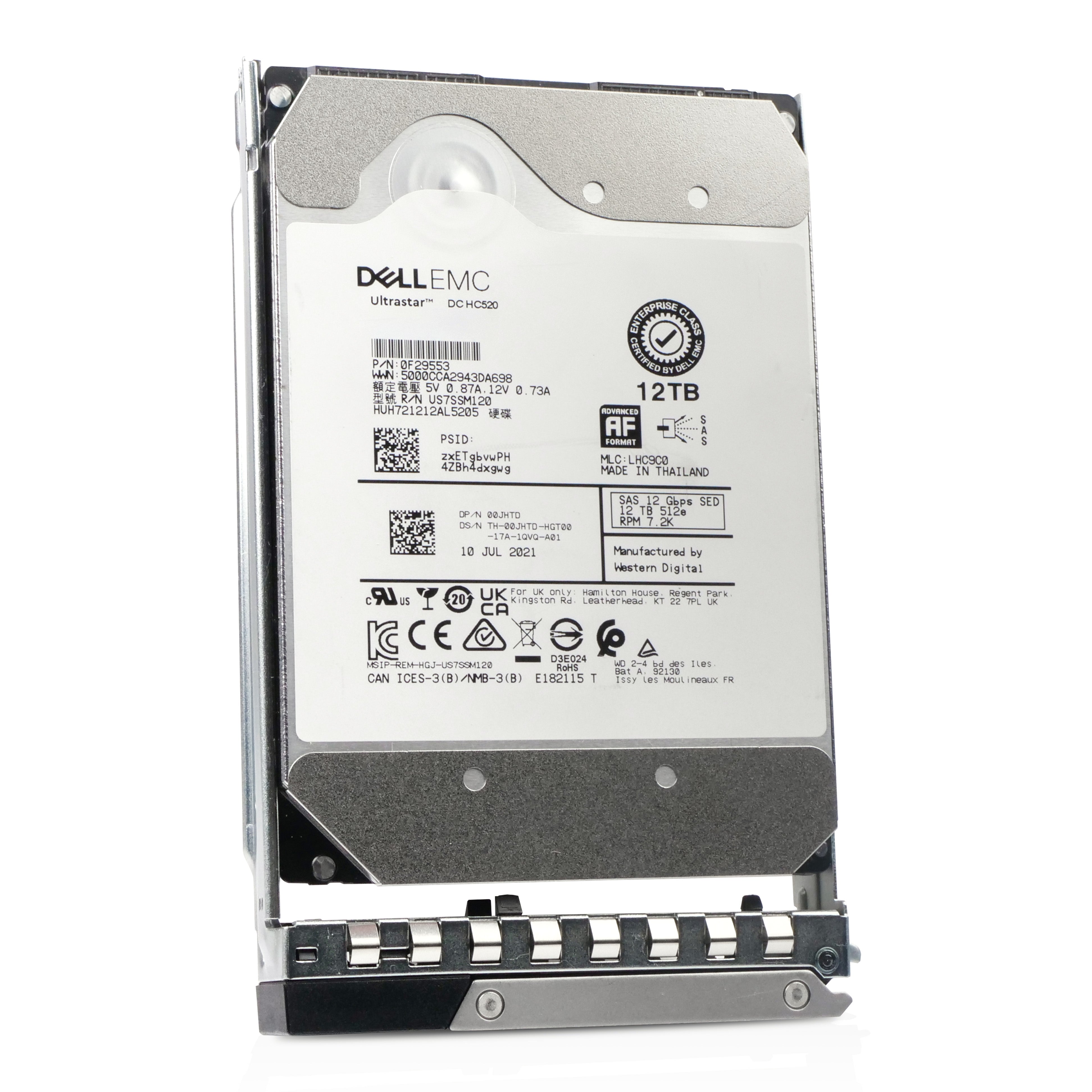 Dell G14 400-AXLM 12TB 7.2K RPM SAS 12Gb/s 512e 256MB 3.5in Refurbished HDD