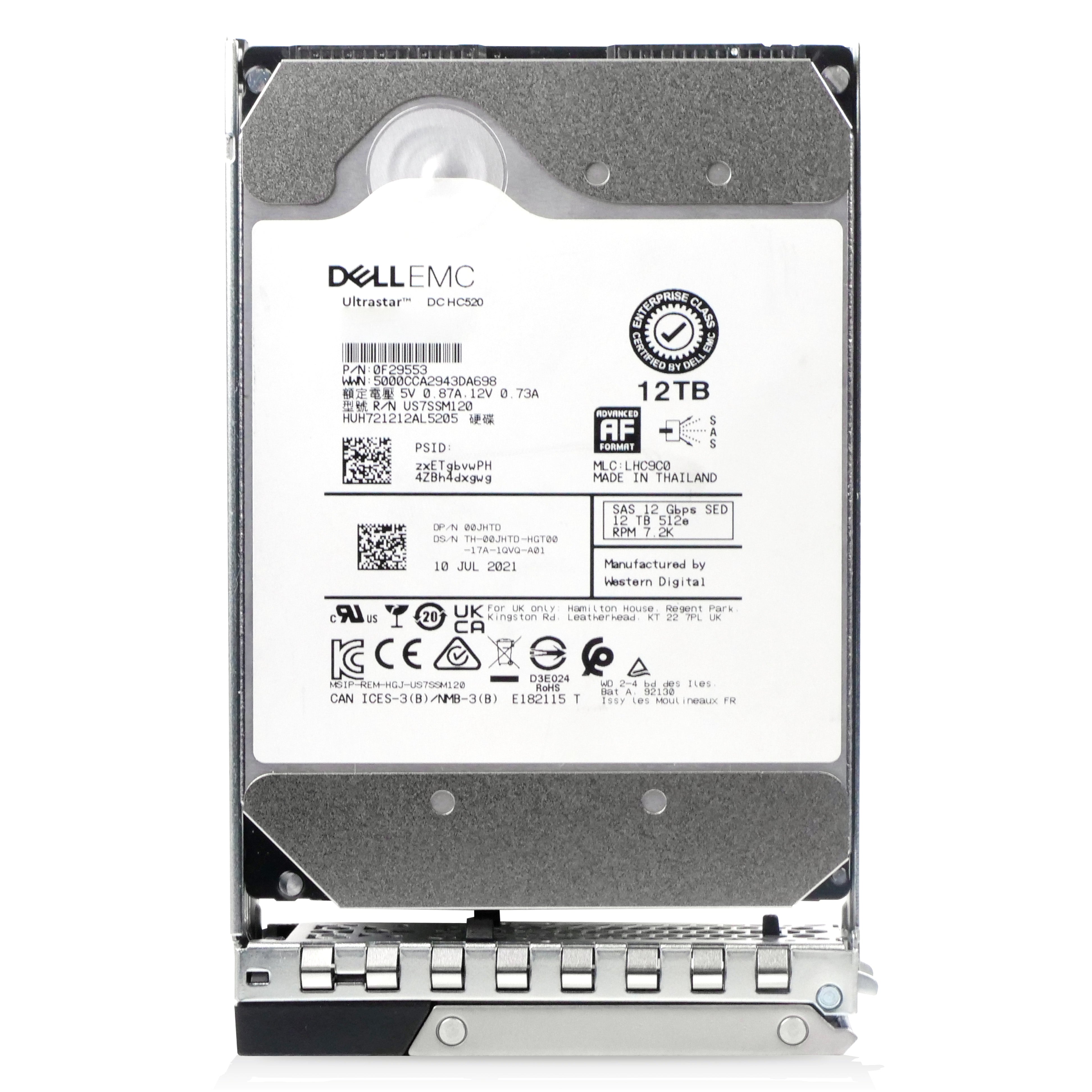 Dell G14 400-AXLI 12TB 7.2K RPM SAS 12Gb/s 512e 256MB 3.5in Refurbished HDD