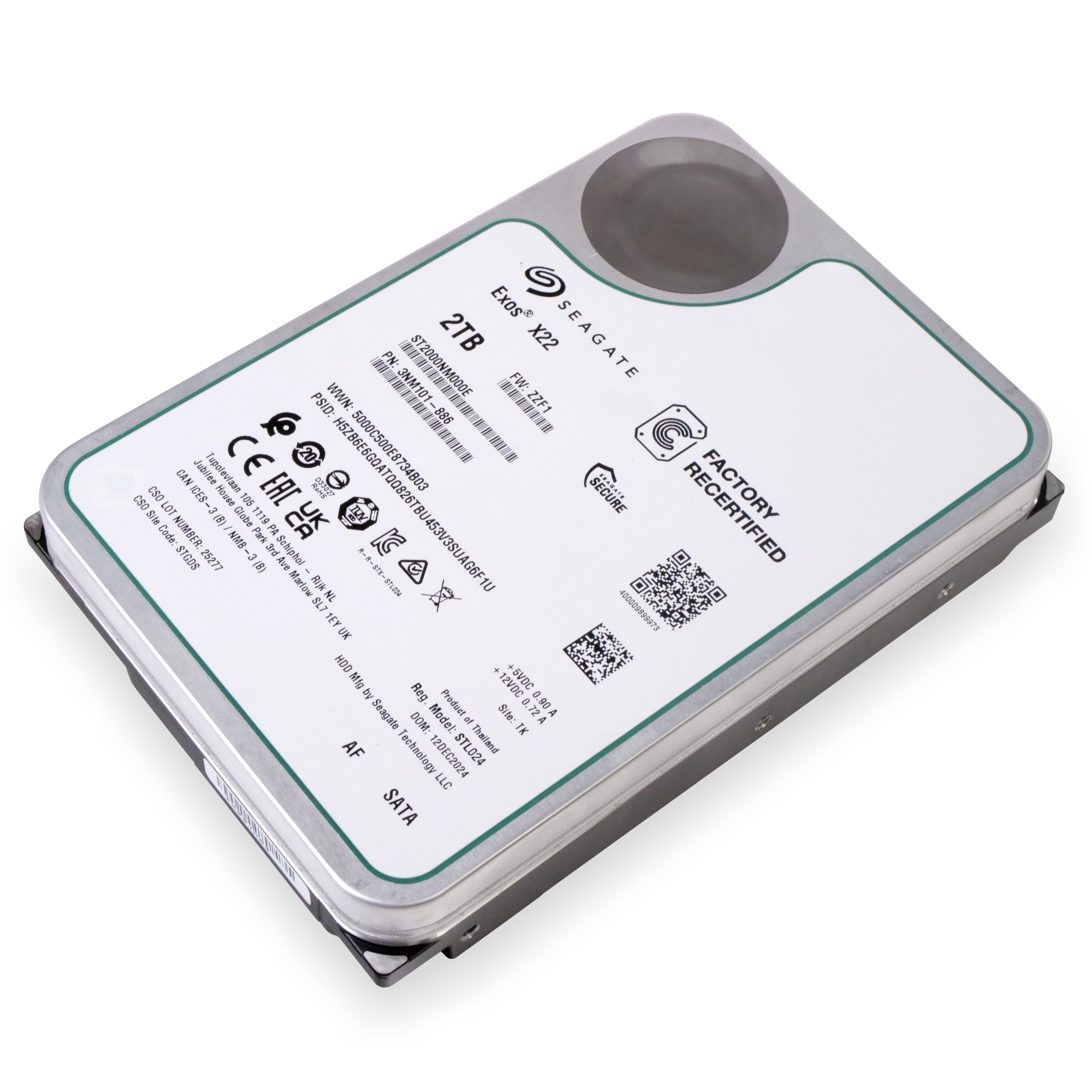 Seagate Exos X22 ST2000NM000E 2TB 7.2K RPM SATA 6Gb/s 512e 256MB 3.5in Recertified HDD