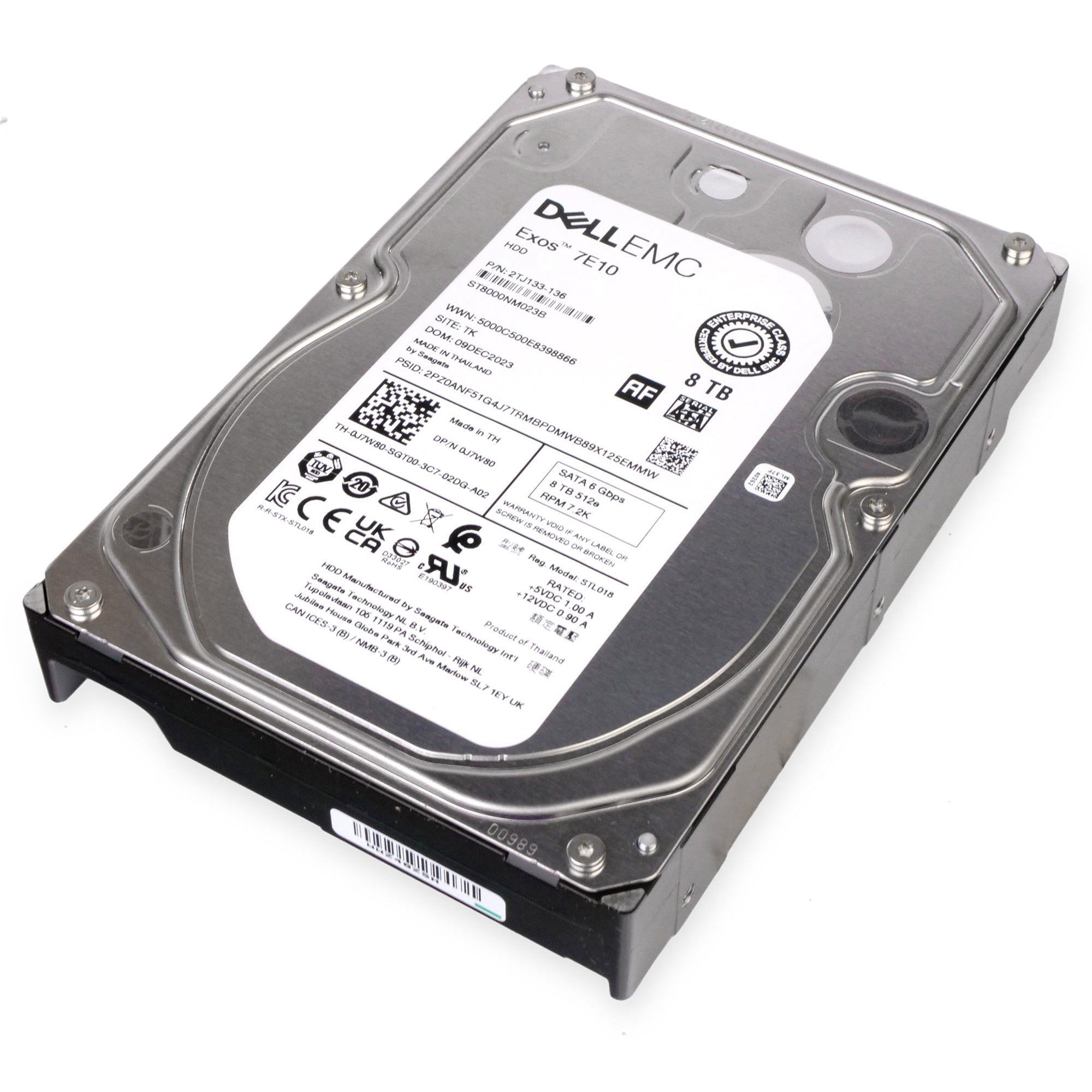 Dell/Seagate Exos 7E10 ST8000NM023B 8TB 7.2K RPM SATA 6Gb/s 512e 256MB 3.5in HDD