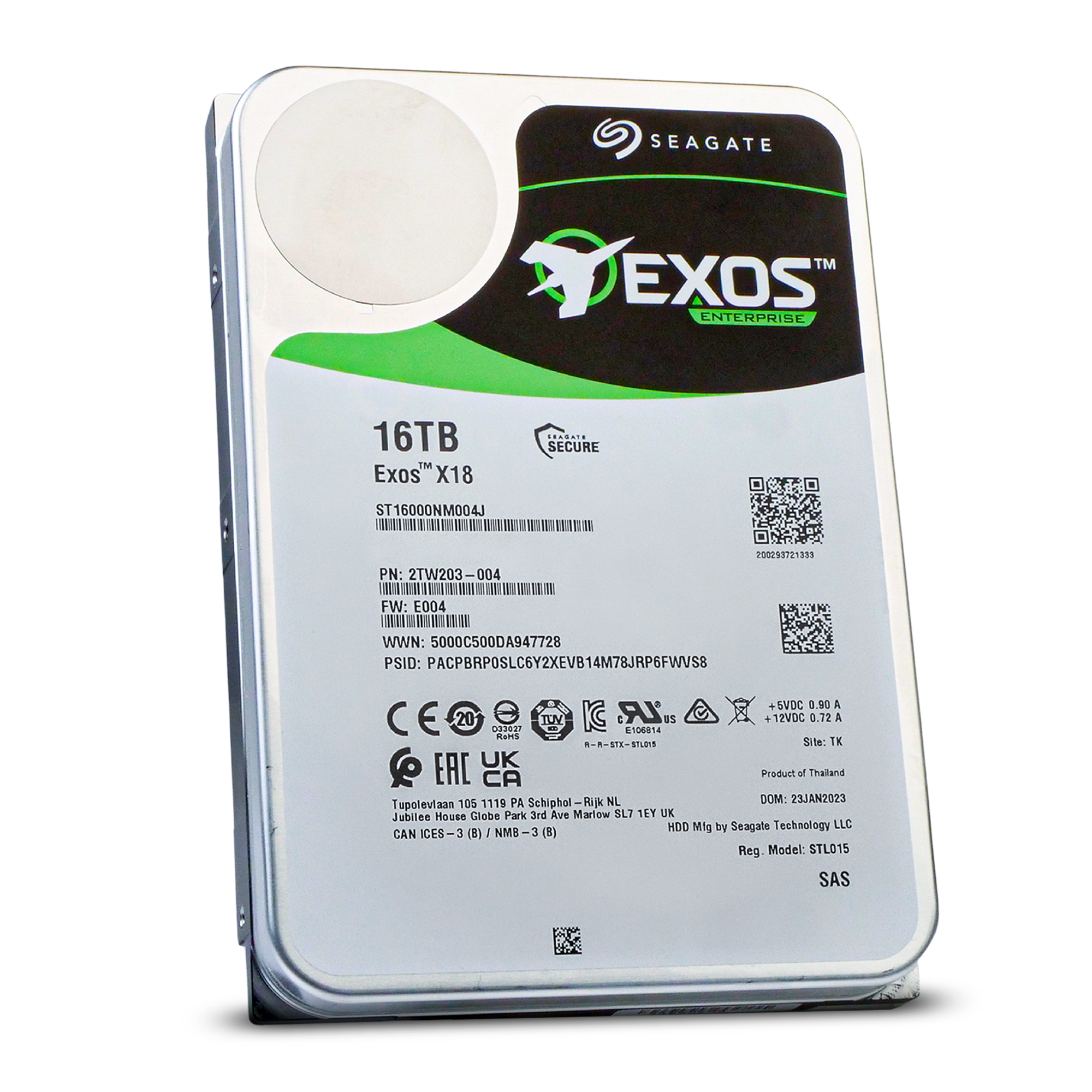 Seagate Exos X18 ST16000NM004J 16TB 7.2K RPM SAS 12Gb/s 3.5in Hard Drive