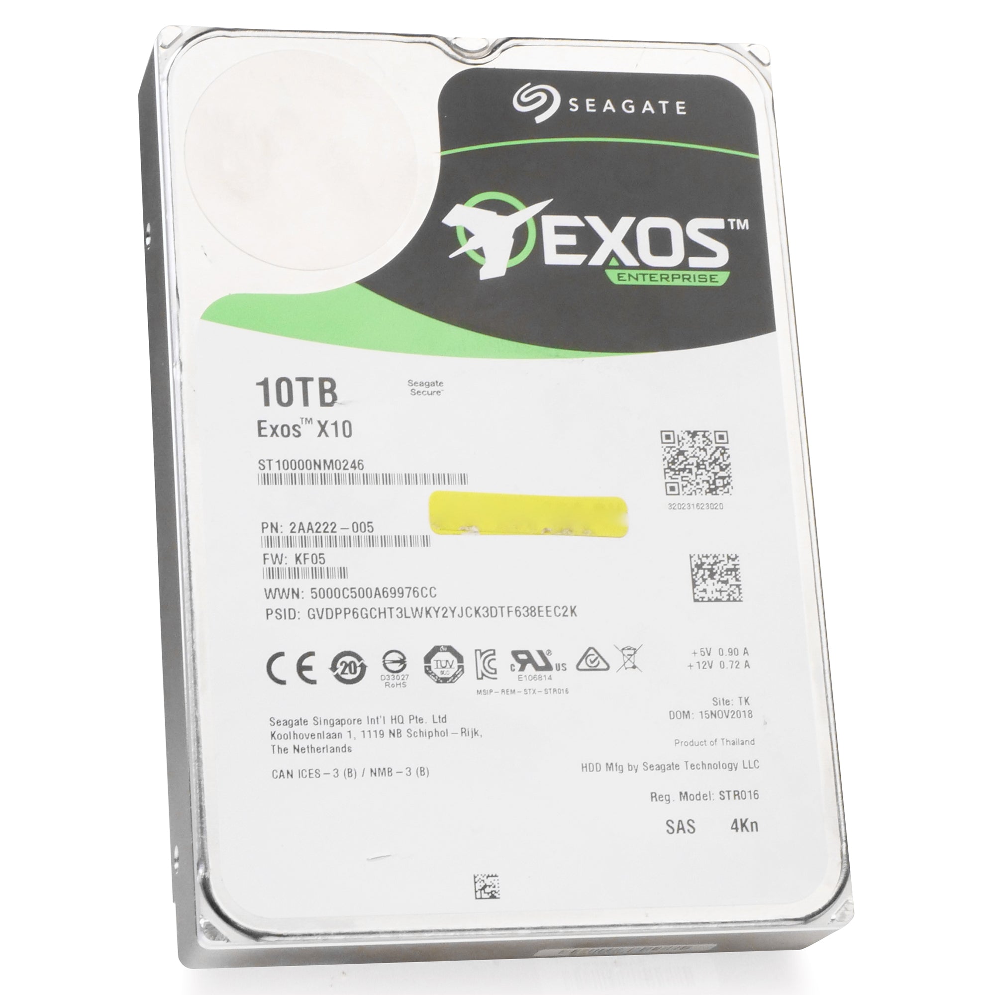 Seagate Exos X10 ST10000NM0246 10TB 7.2K RPM SAS 12Gb/s 4Kn 256MB 3.5" SED-FIPS Hard Drive