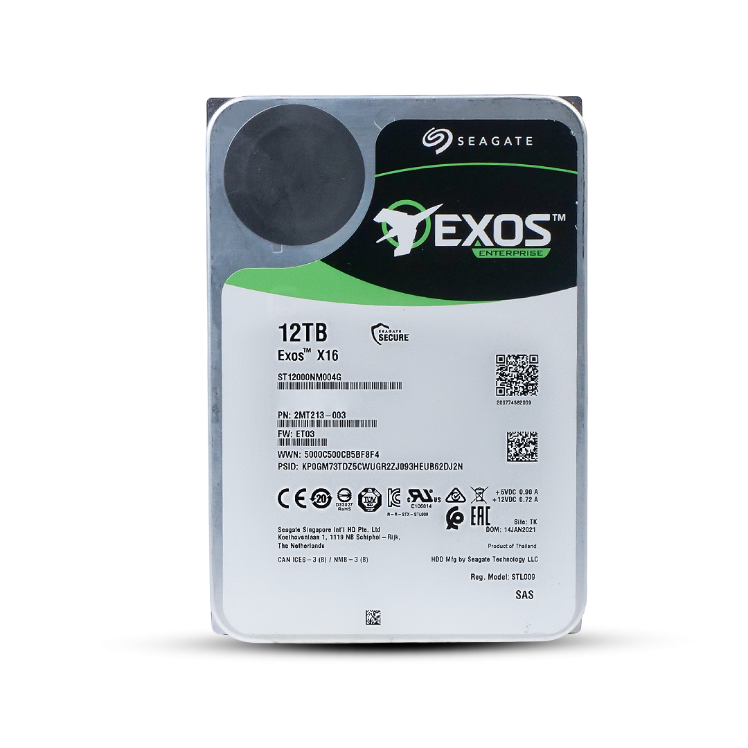 Seagate Exos X16 ST12000NM004G 12TB 7.2K RPM SAS 12Gb/s 512e SED 3.5in Hard Drive