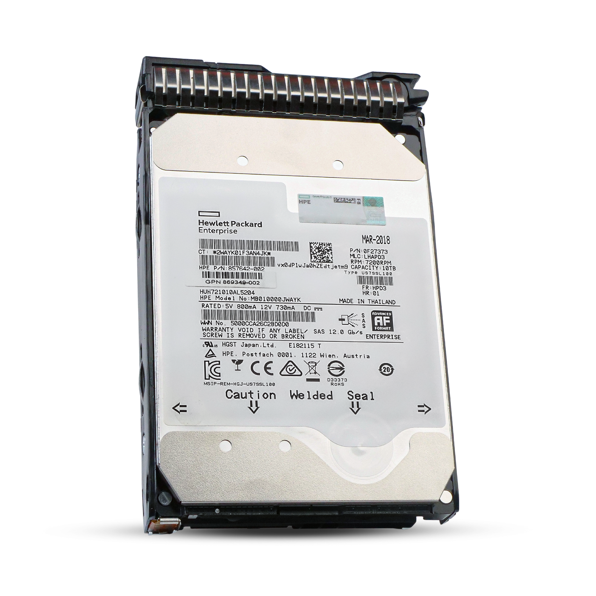 HP Generation 8 P53556-B21 10TB 7.2K RPM SAS 12Gb/s 512e 256MB 3.5in Refurbished HDD