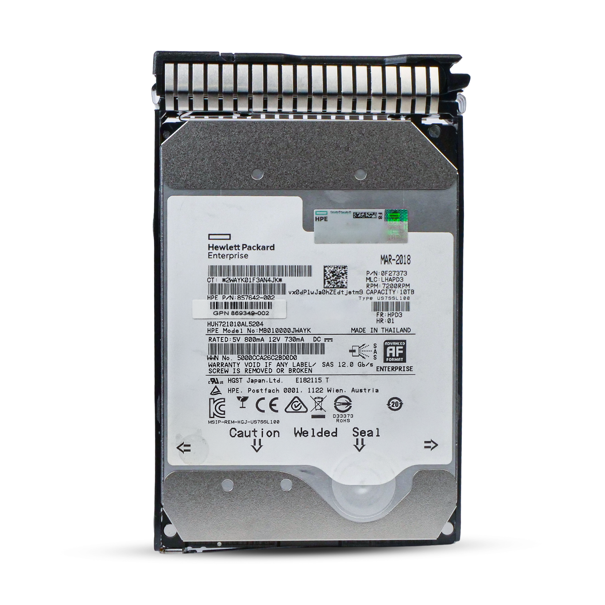 HP Generation 8 857965-001 10TB 7.2K RPM SAS 12Gb/s 512e 256MB 3.5in Refurbished HDD