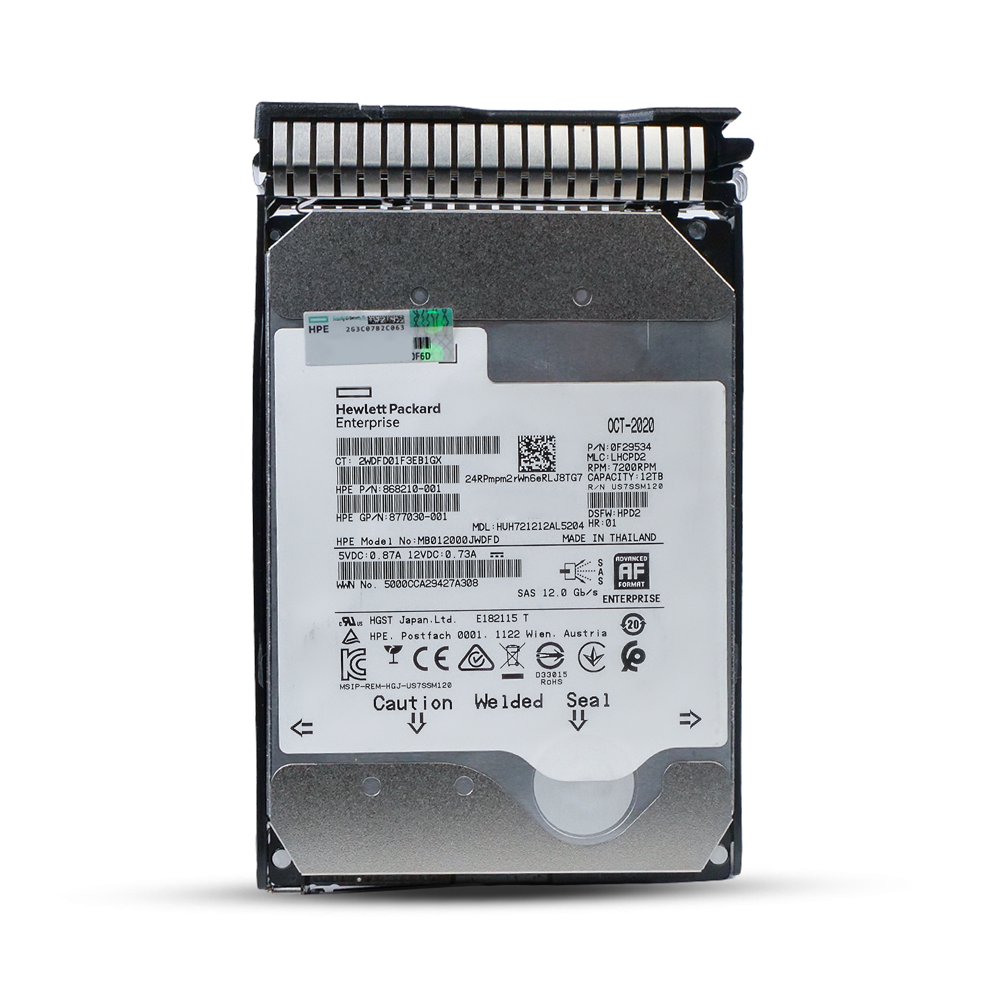 HP Generation 8 868210-001 MB012000JWDFD 12TB 7.2K RPM SAS 12Gb/s 512e 256MB 3.5in Refurbished HDD
