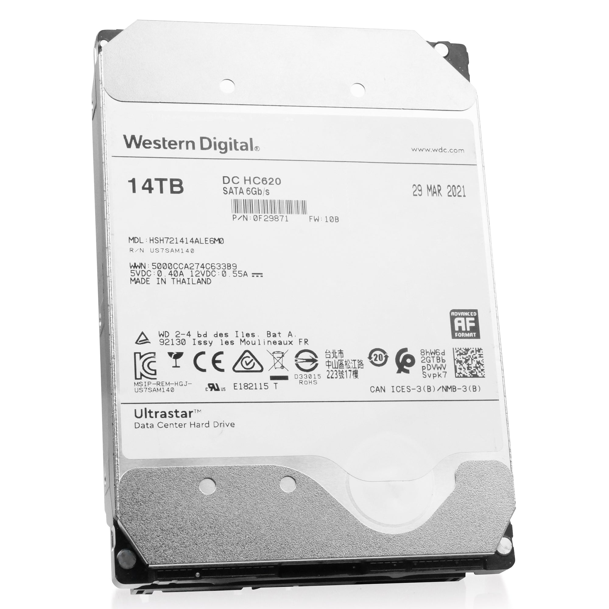 WD Ultrastar DC HC620 HSH721414ALE6M0 0F29871 Host Managed SMR 14TB 7.2K RPM SATA 6Gb/s 512e 512MB 3.5in HDD