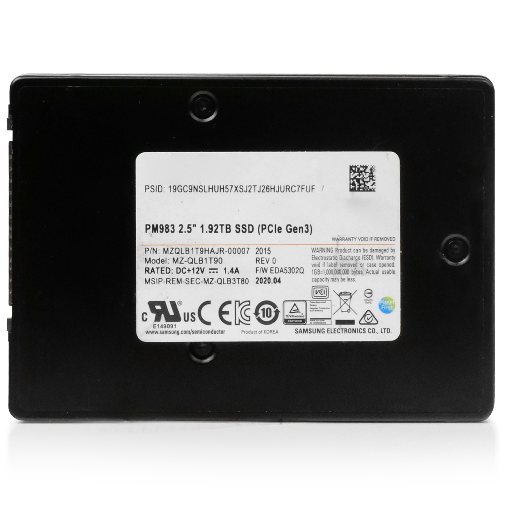 Seagate PM983 MZ-QLB1T90 MZQLB1T9HAJR-00007 1.92TB PCIe Gen 3.0 x4 4GB/s 2.5in Refurbished SSD