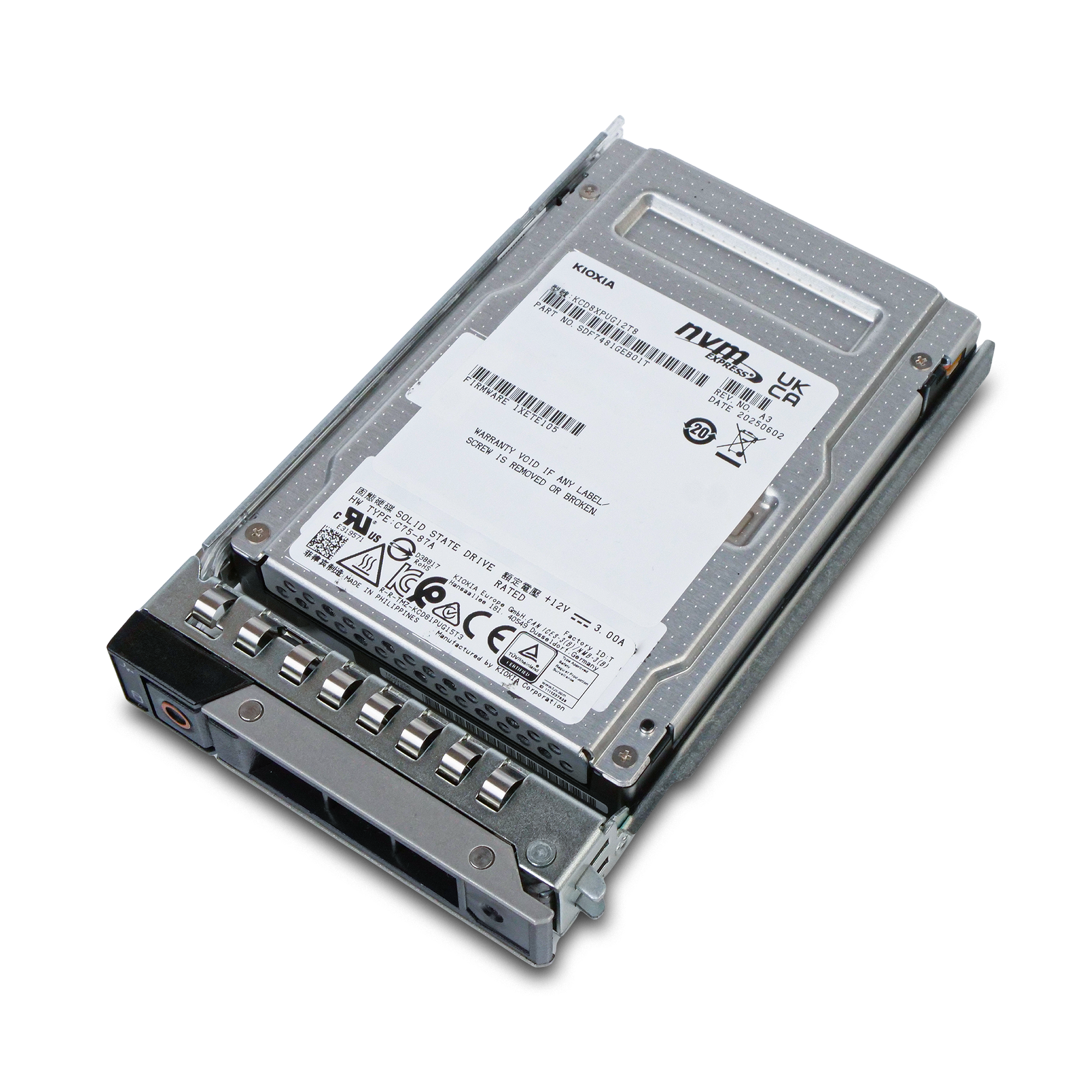 Kioxia CD8P-V KCD8XPUG12T8 12.8TB 3 DWPD PCIe Gen 5.0 x4 16GB/s 3D TLC U.3 NVMe 2.5in Mixed Use SSD in Dell G14 Tray