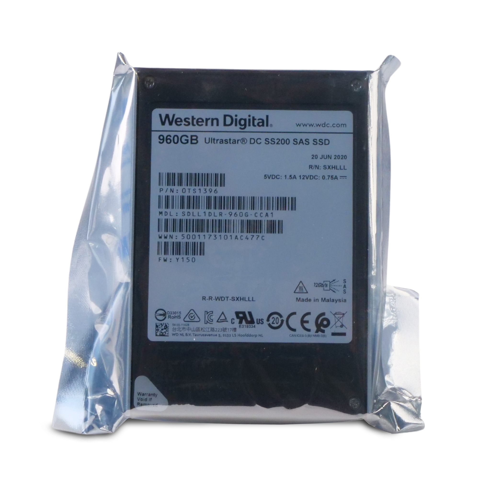 Western Digital Ultrastar DC SS200 SDLL1DLR-960G-CCA1 0TS1396 960GB 1 DWPD SAS 12Gb/s MLC 2.5in SSD