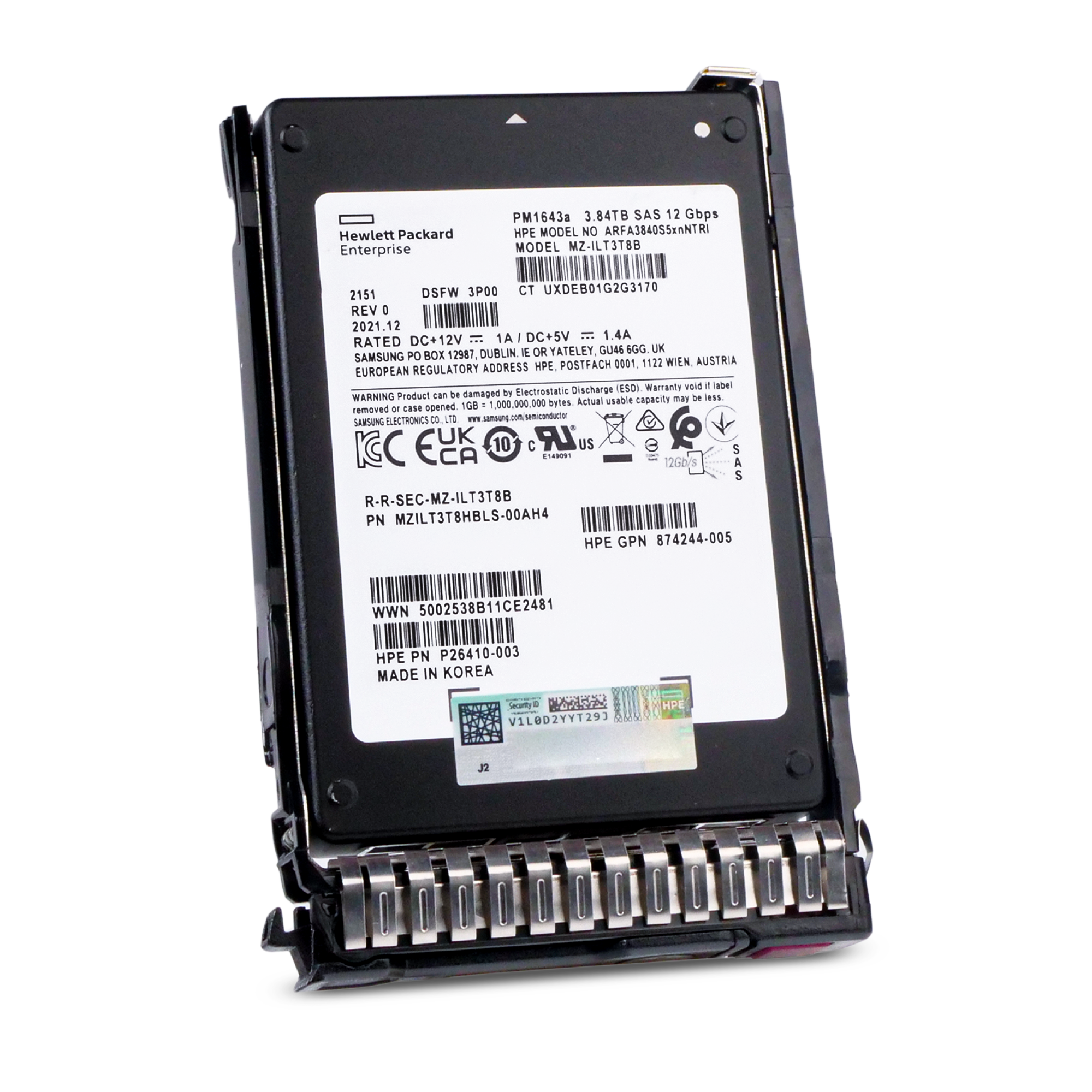 HP Generation 8 P20835-001 3.84TB 1 DWPD SAS 12Gb/s 3D TLC 2.5in Refurbished SSD