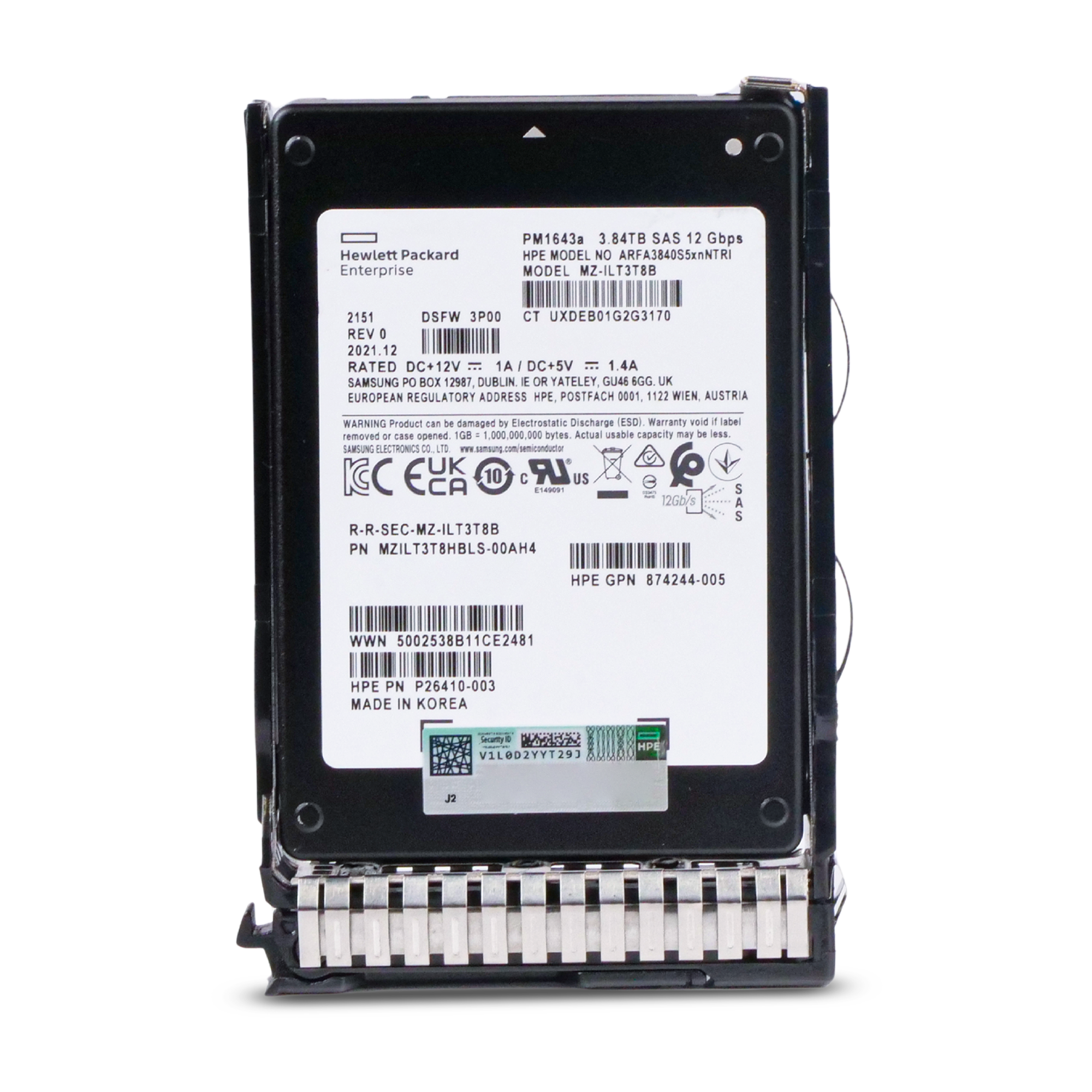 HP Generation 8 P20835-001 3.84TB 1 DWPD SAS 12Gb/s 3D TLC 2.5in Refurbished SSD