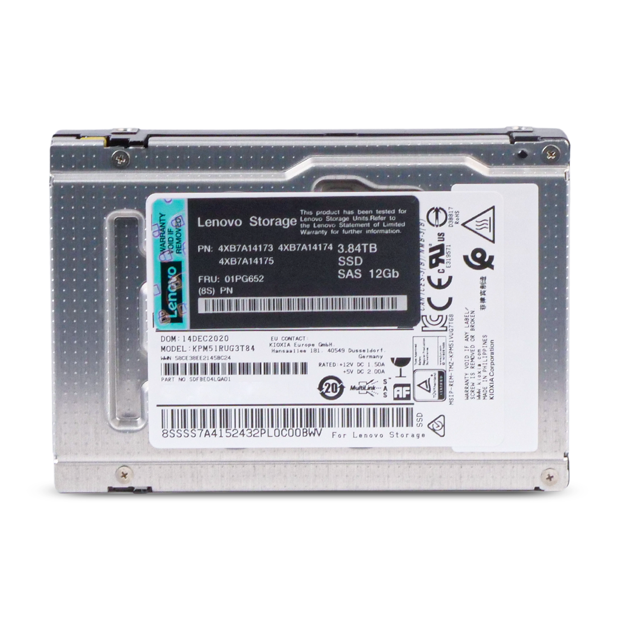 Lenovo/Kioxia PM5-R KPM51RUG3T84 3.84TB 1 DWPD SAS 12Gb/s 3D TLC 2.5in Refurbished SSD