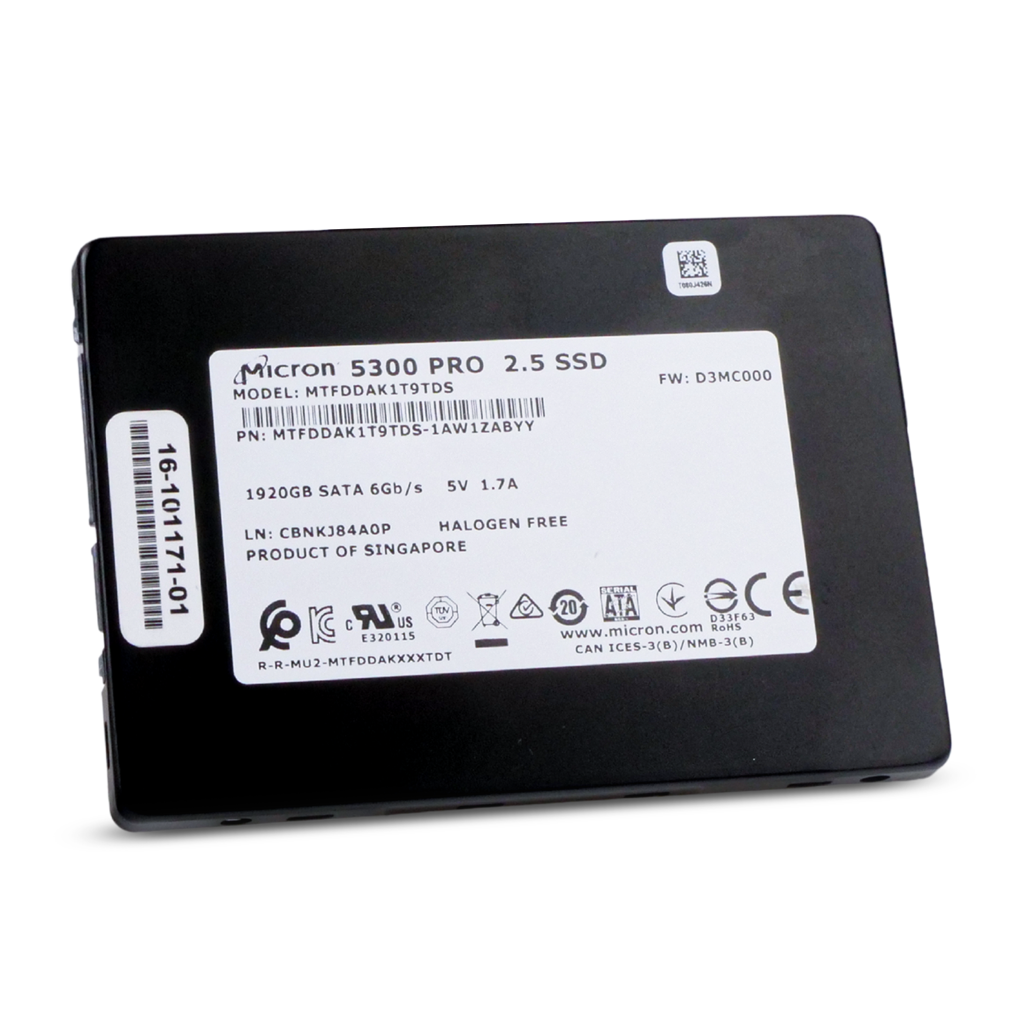 Micron 5300 Pro MTFDDAK1T9TDS 1.92TB SATA 6Gb/s 1.5 DWPD 3D TLC 2.5in Refurbished SSD