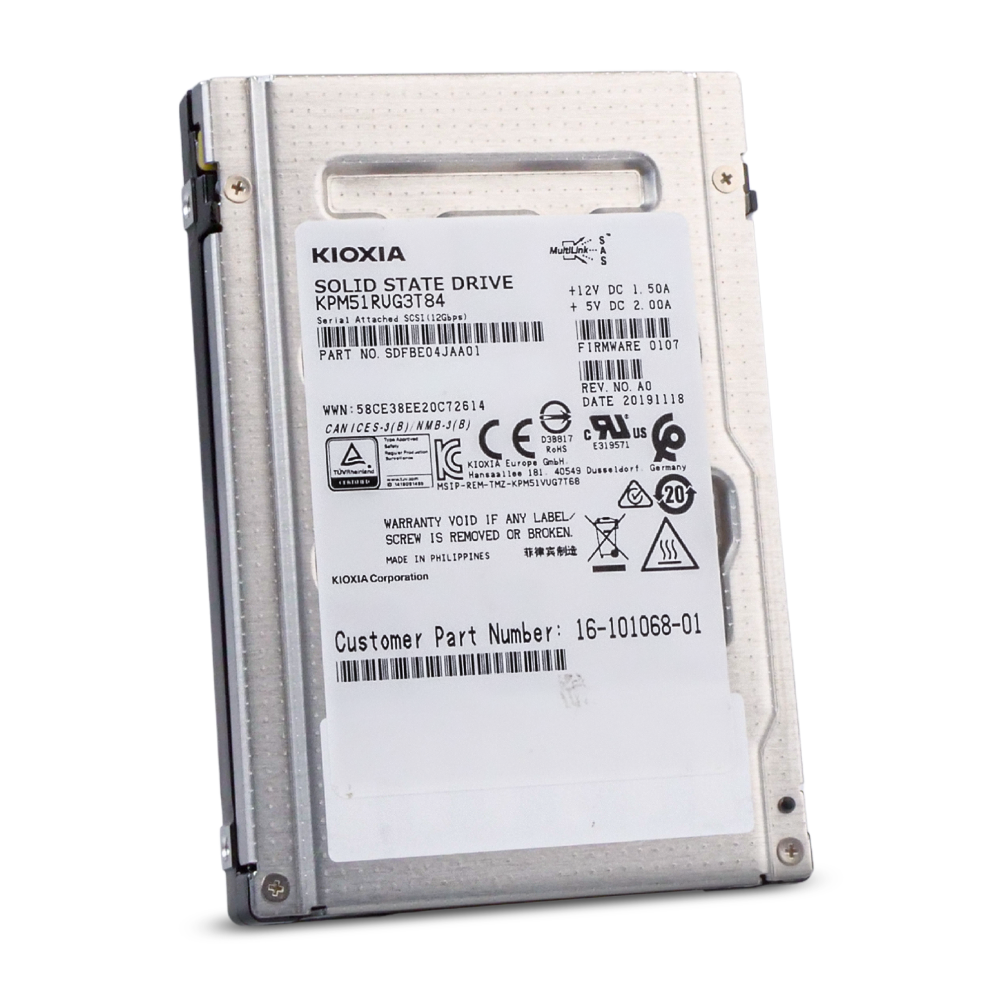 Kioxia KPM51RUG3T84 3.84TB SAS 12Gb/s 2.5" Refurbished SSD
