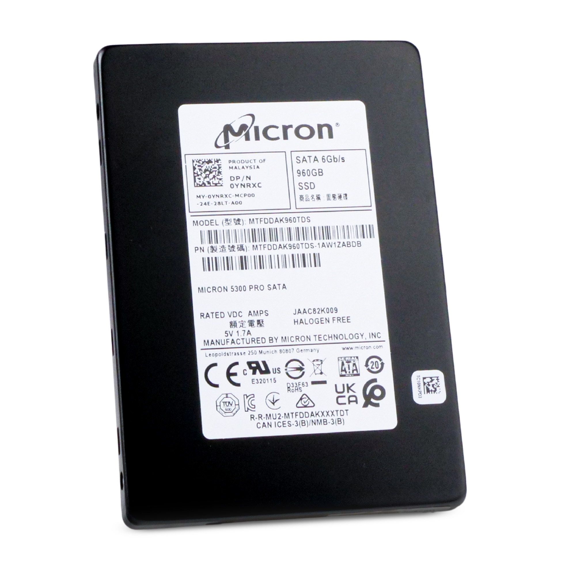 Dell/Micron 5300 Pro MTFDDAK960TDS 960GB SATA 6Gb/s 3D TLC 2.5in Enterprise Solid State Drive