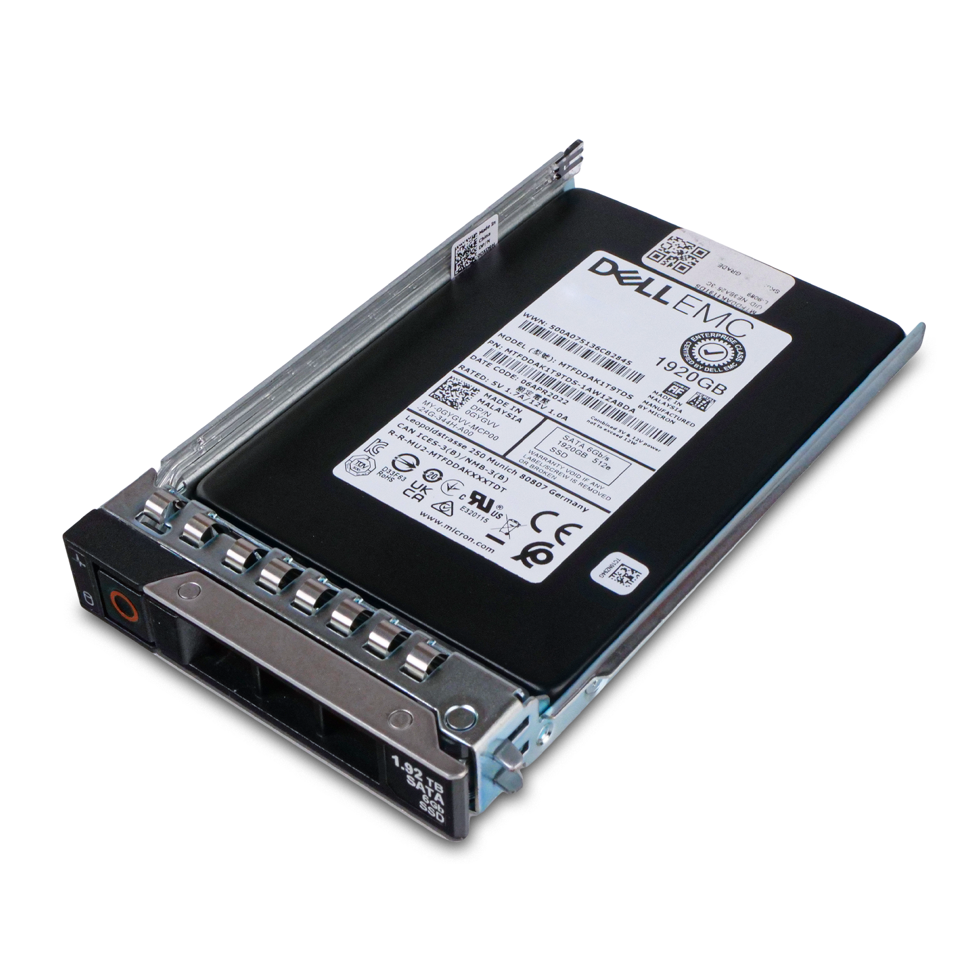 Dell G14 0GYGVV 1.92TB 1.5 DWPD SATA 6Gb/s 3D TLC 512e 2.5in Refurbished SSD
